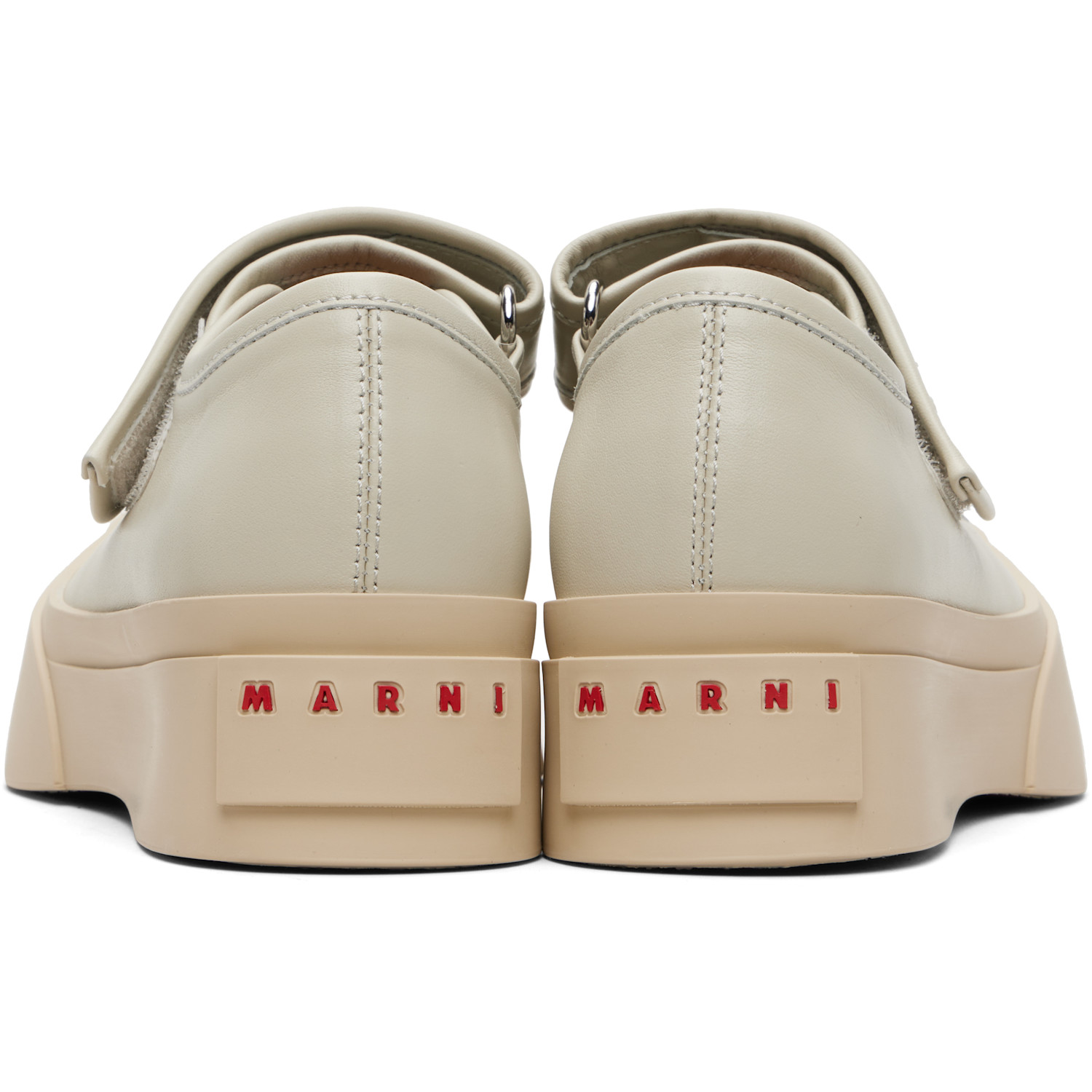  Marni Beige Nappa Leather Mary Jane Ballerina Flats 