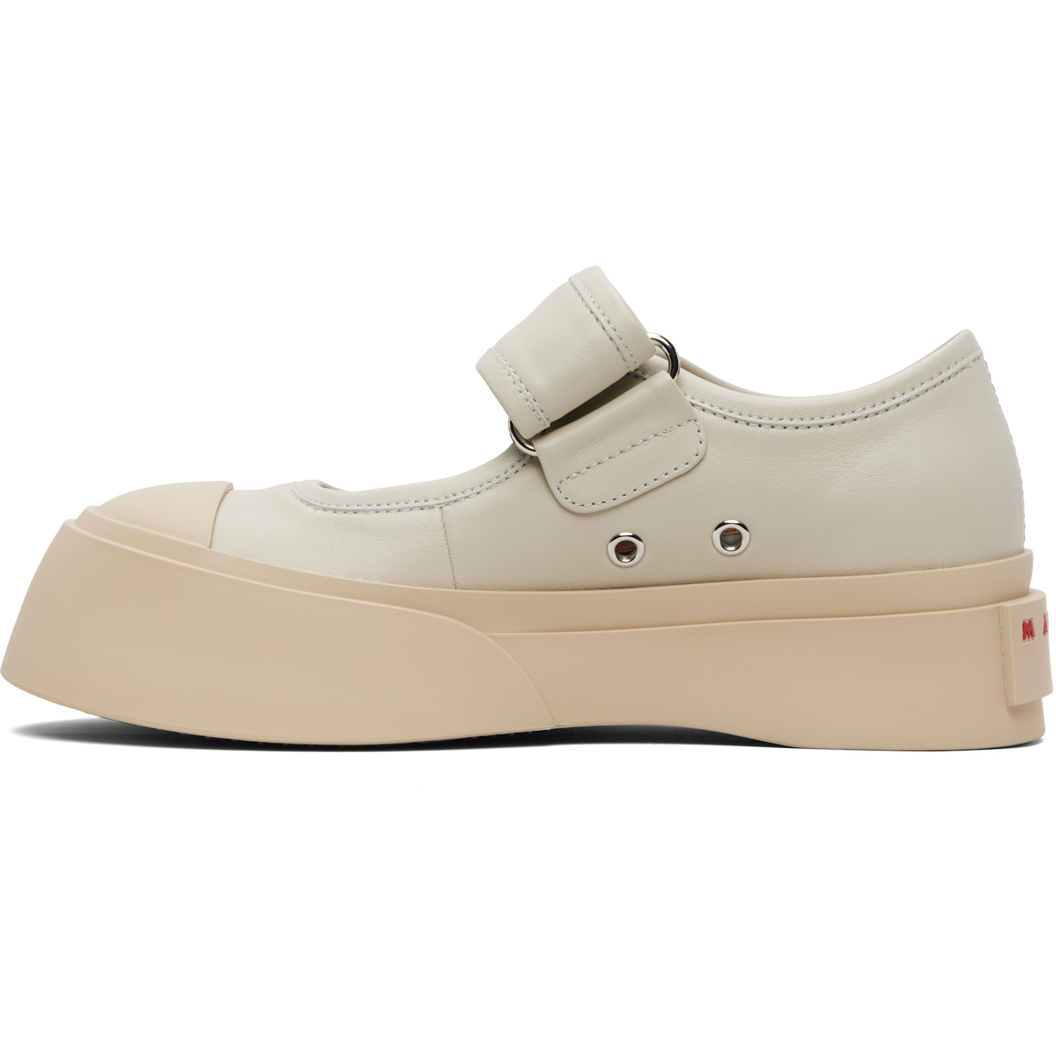  Marni Beige Nappa Leather Mary Jane Ballerina Flats 
