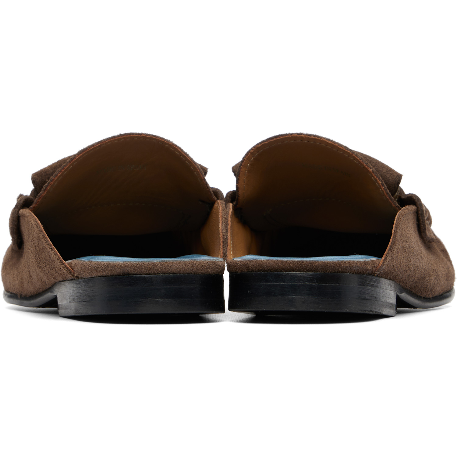 Marni Brown Suede Sabot Fringed Trim Slip-on Loafers 