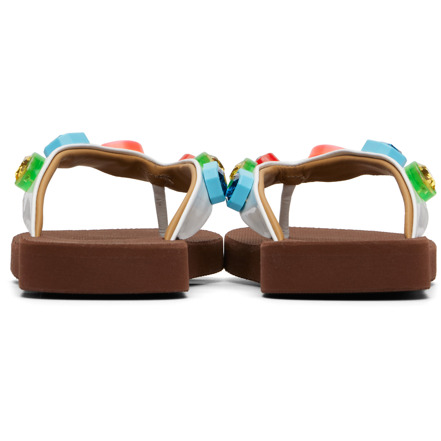  Marni White & Brown Crystal Flip-flops 