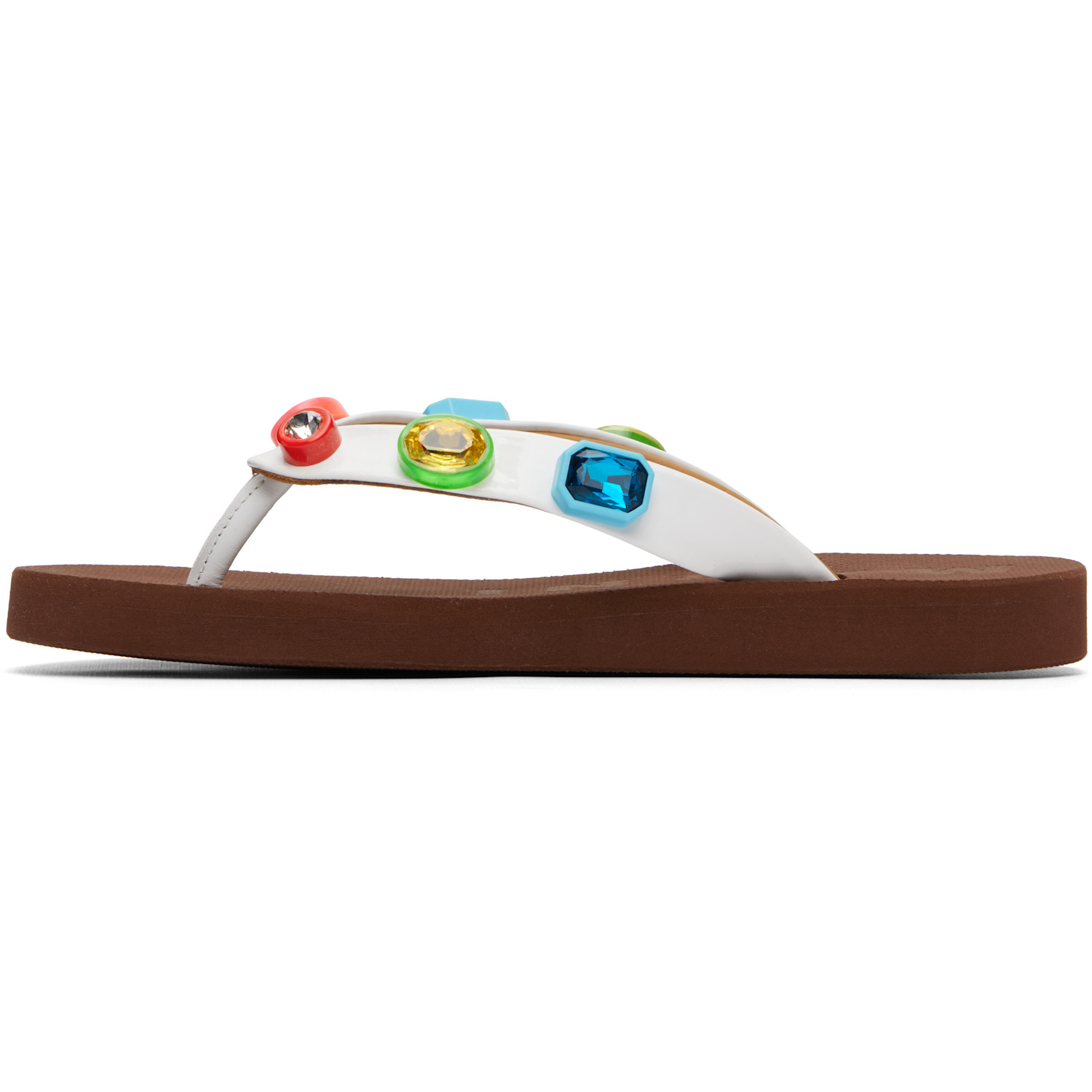  Marni White & Brown Crystal Flip-flops 