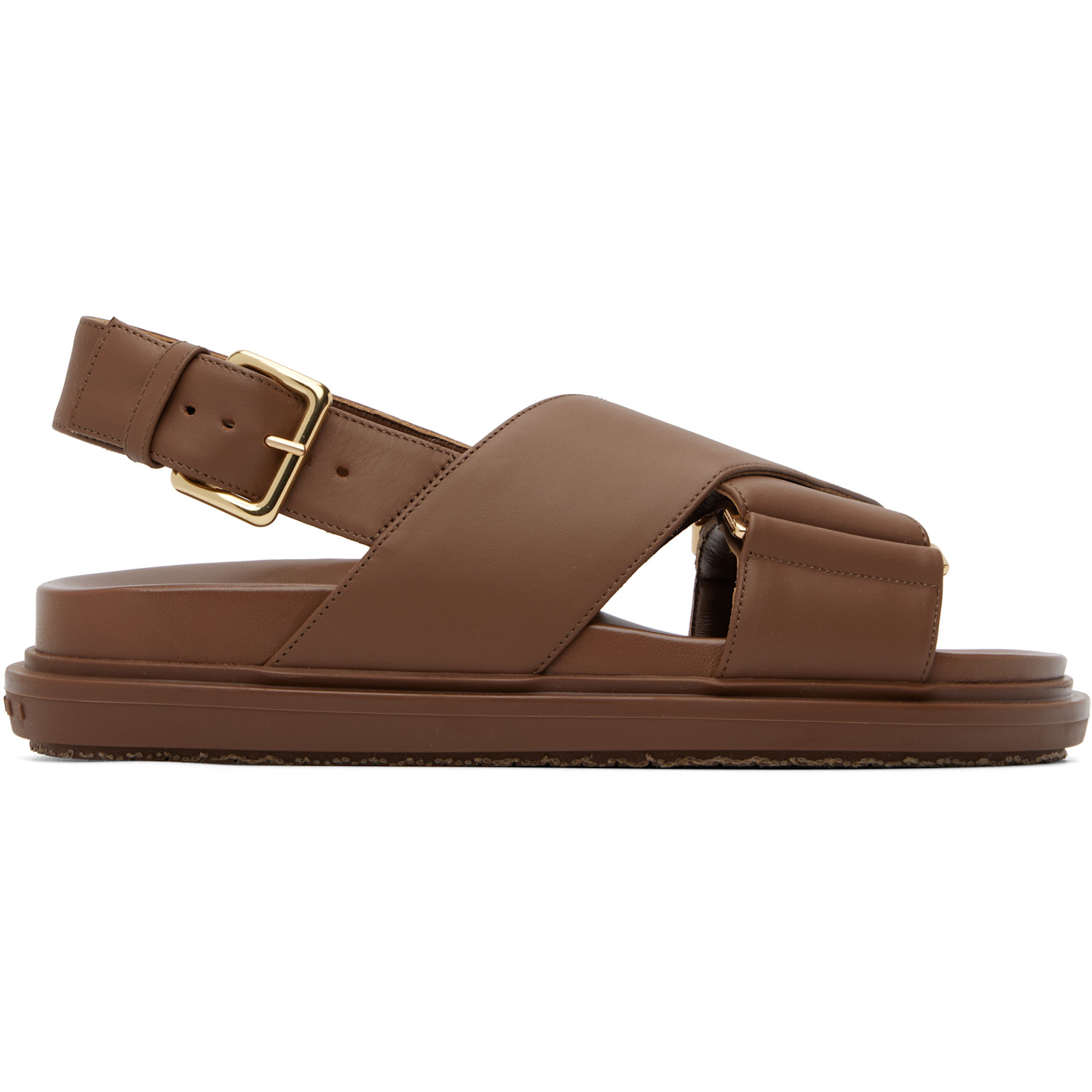 Marni Brown Leather Fussbett Sandals