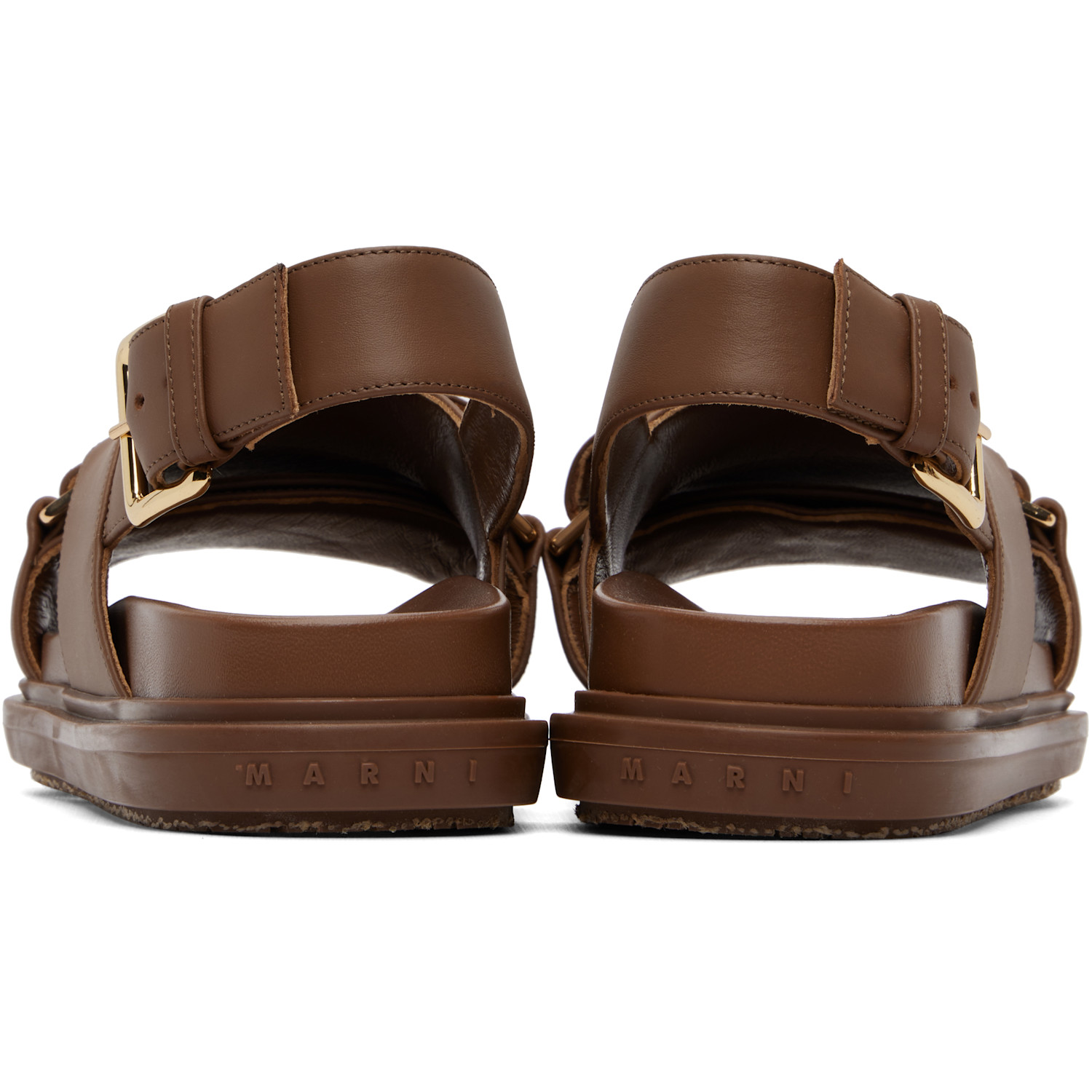  Marni Brown Leather Fussbett Sandals 