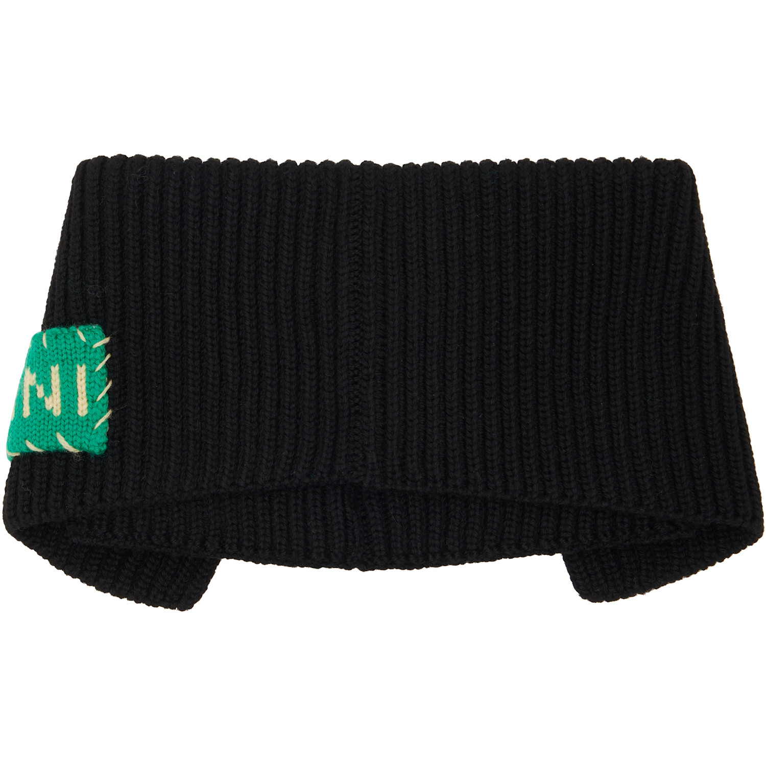  Marni Black Fisherman Rib Wool Pullover Scarf 