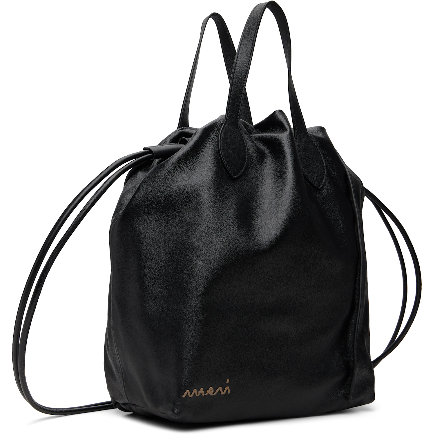  Marni Black Leather Scrunchie Backpack 