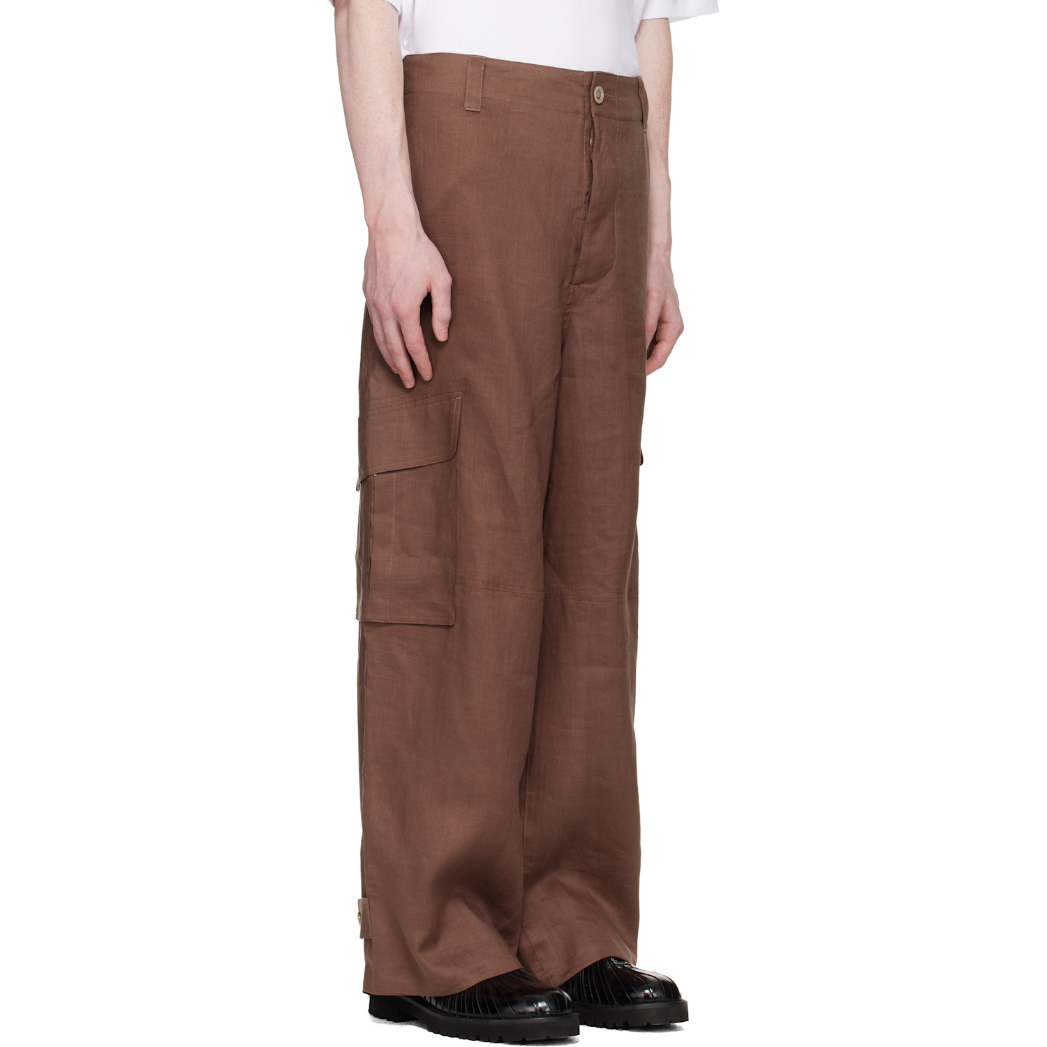  Marni Brown Marni Wave Logo Ramie Cargo Pants 