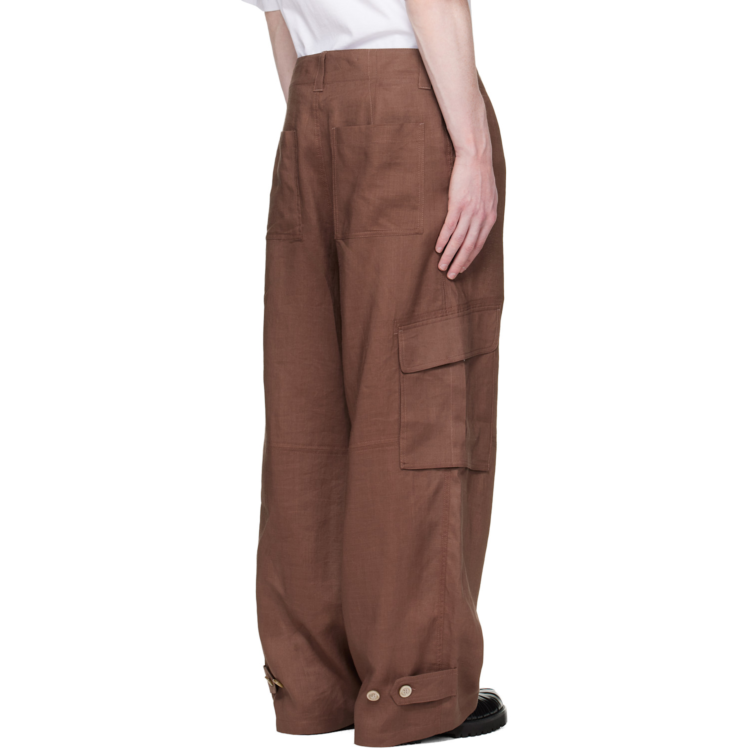  Marni Brown Marni Wave Logo Ramie Cargo Pants 