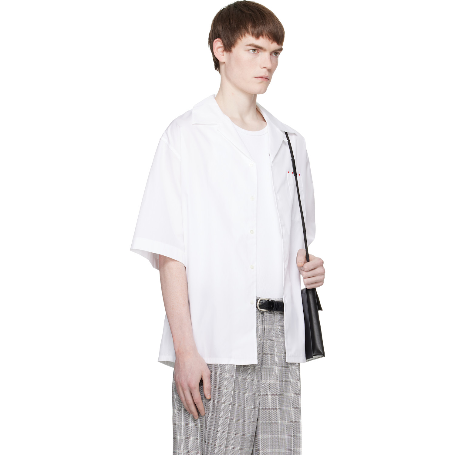  Marni White Peeping Marni Logo Bowling Shirt 