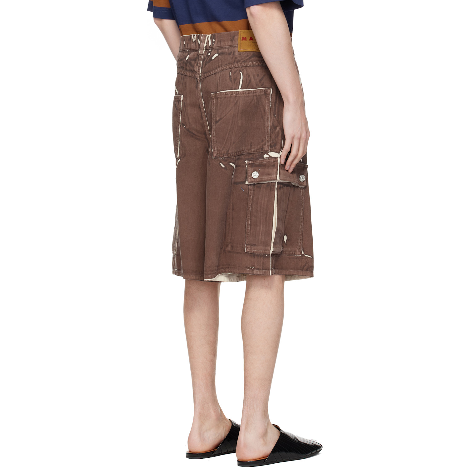  Marni Brown Screen-printed Denim Cargo Shorts 