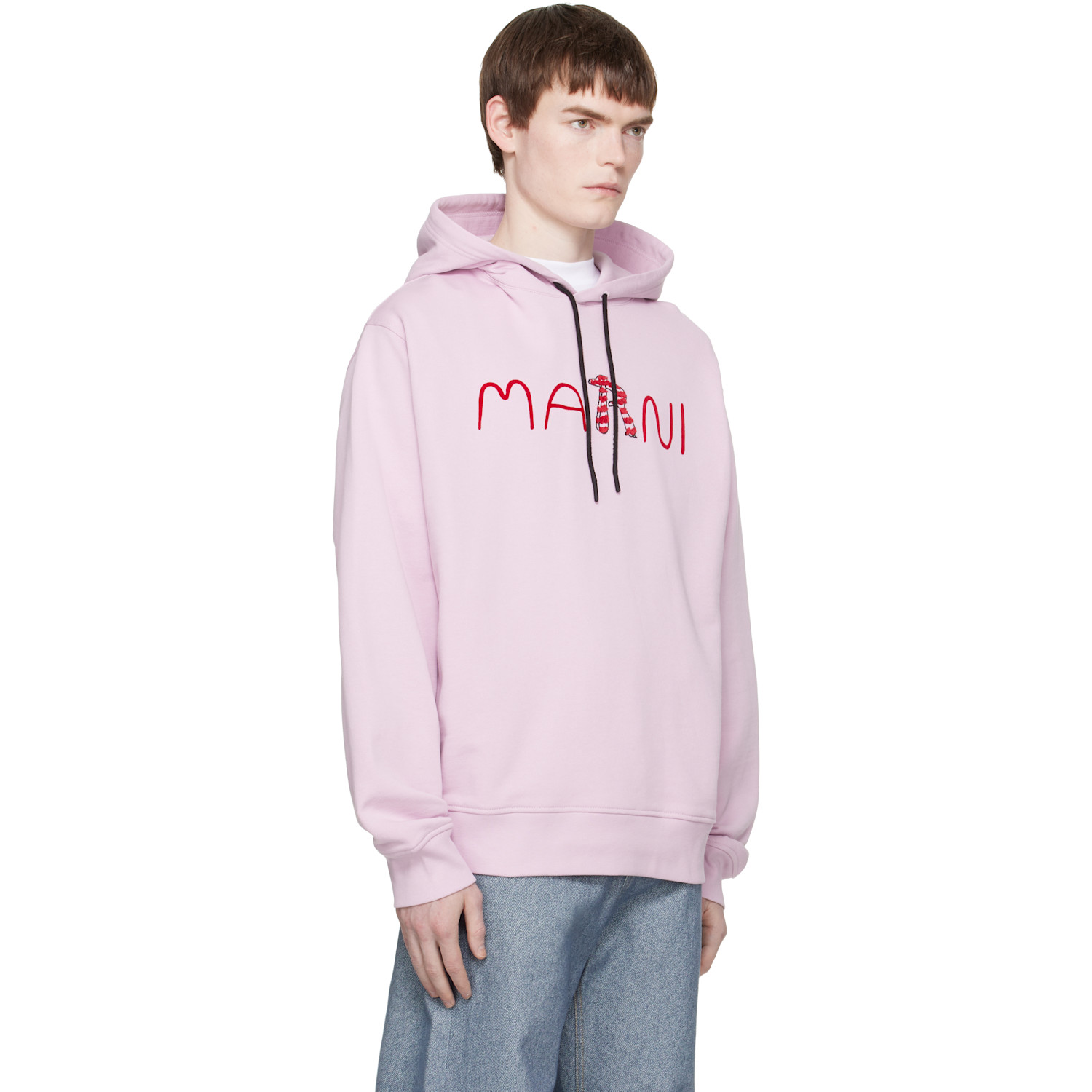  Marni Pink Flocked Marni Animal Alphabet Logo Hoodie 