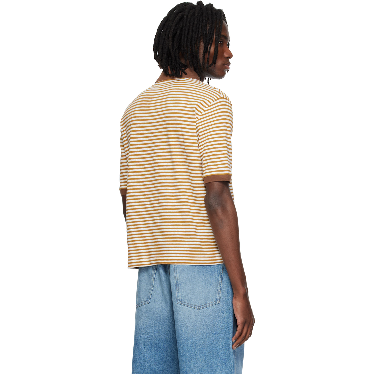  Marni Yellow Striped Linen Blend Polo 