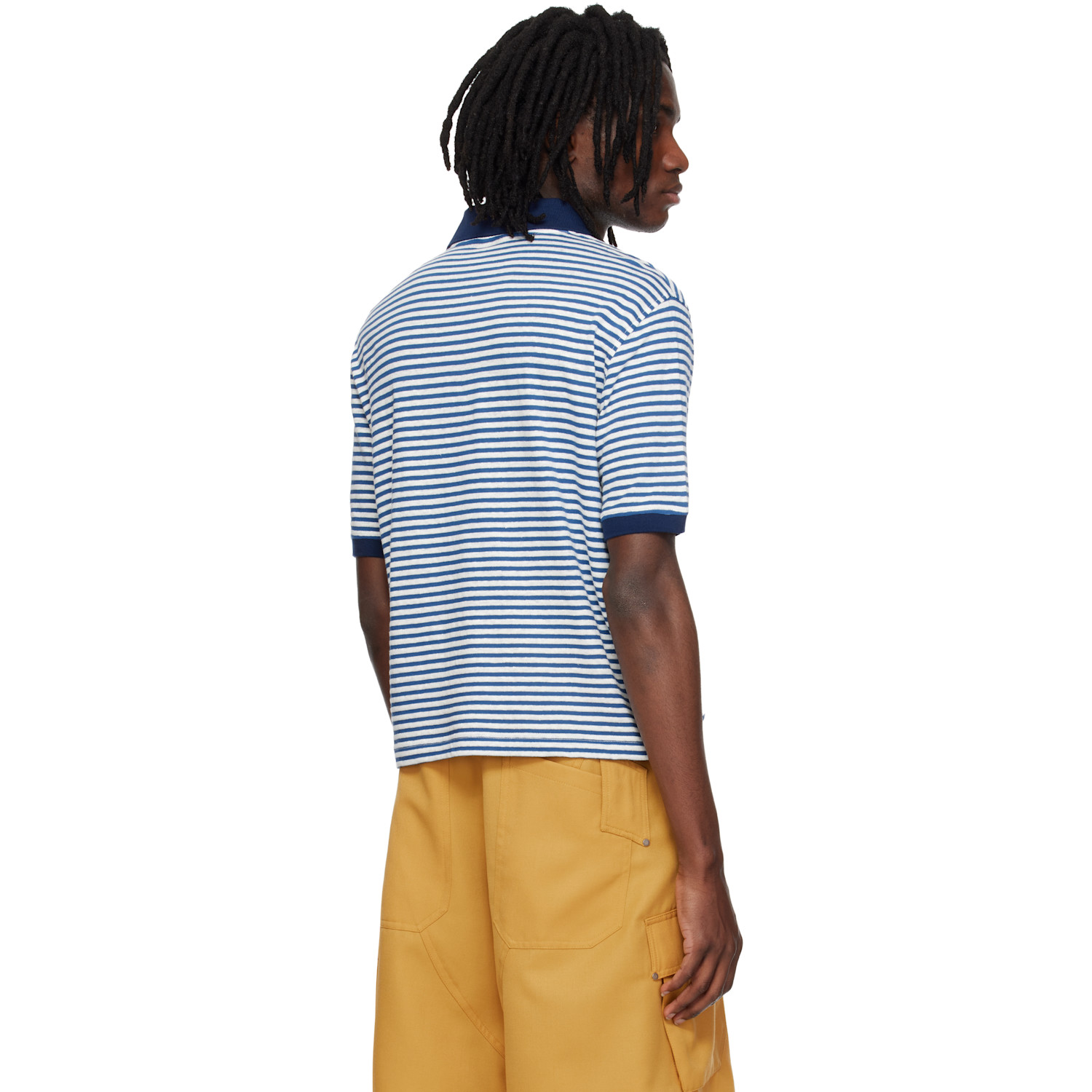  Marni Blue Striped Linen Blend Polo 