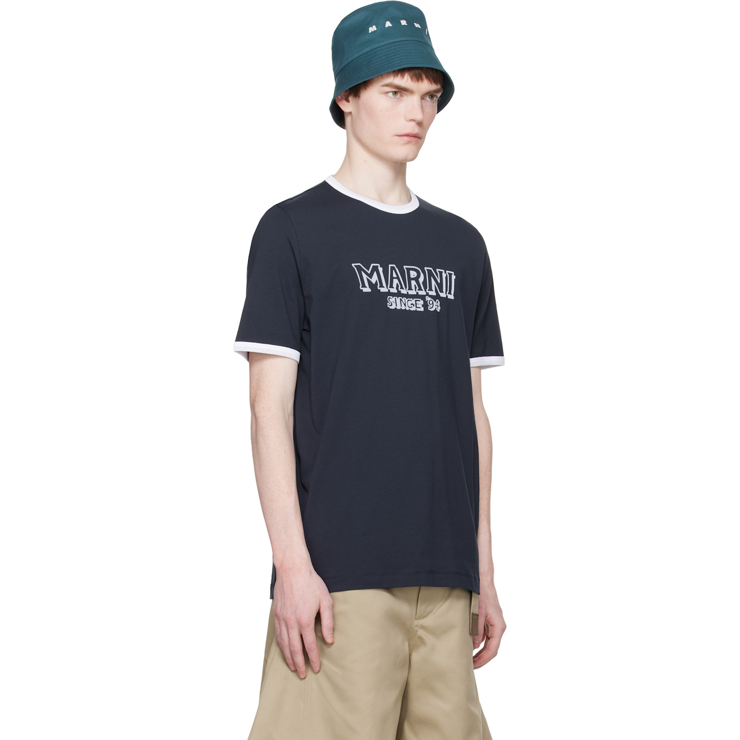  Marni Navy Cotton Contrast Trims T-shirt 