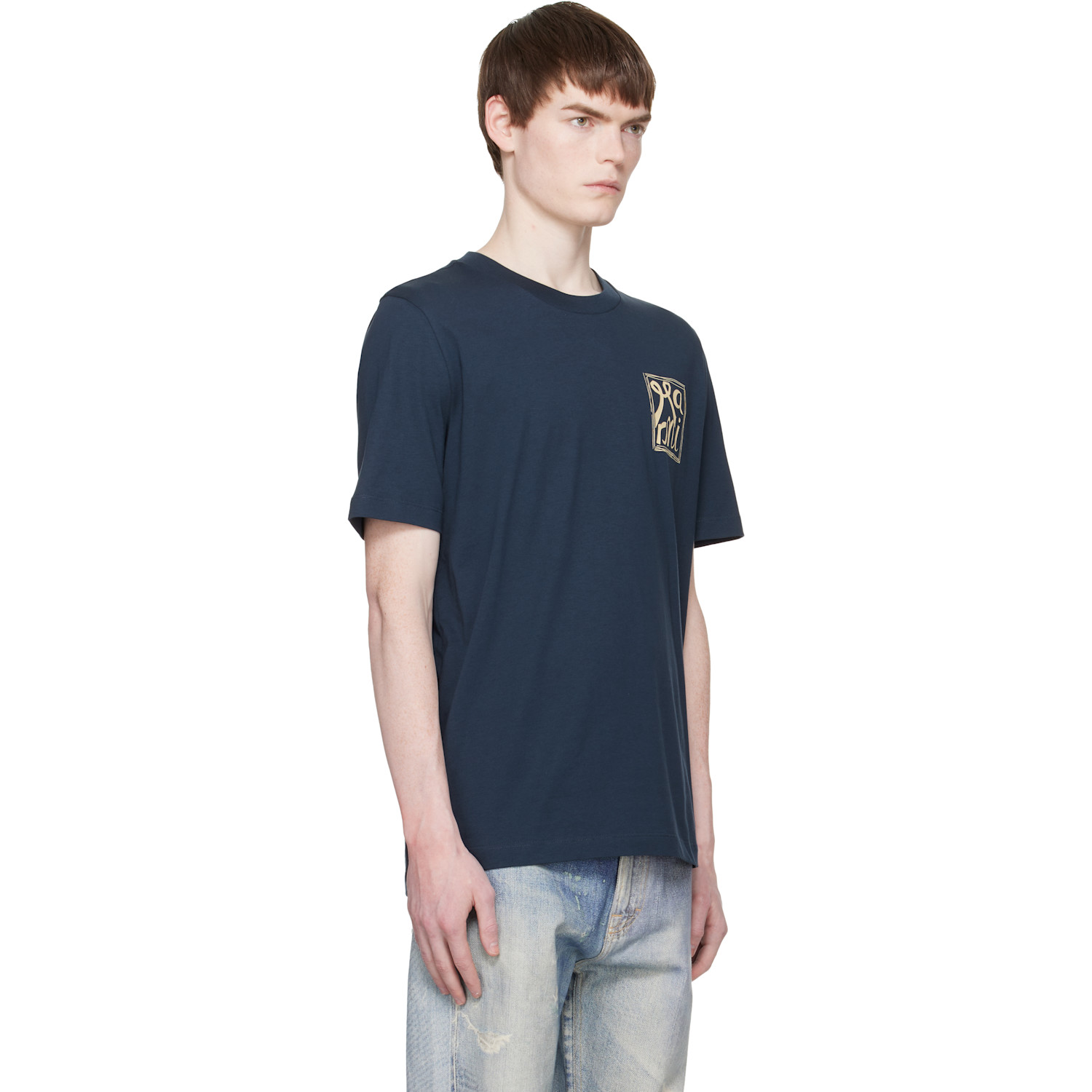  Marni Navy Cotton 'marni Frame Logo Print' T-shirt 