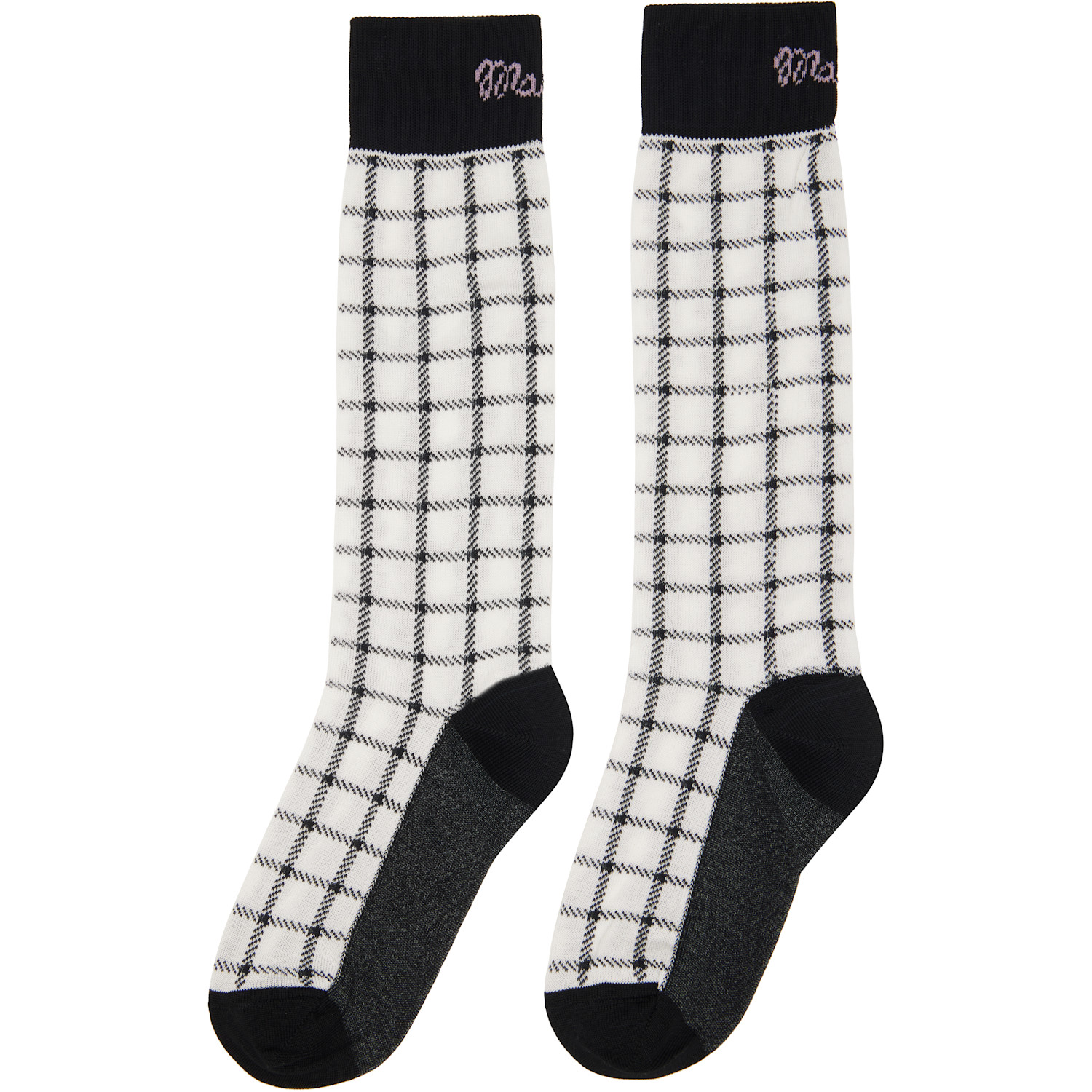  Marni Black & White Jacquard Check Socks 