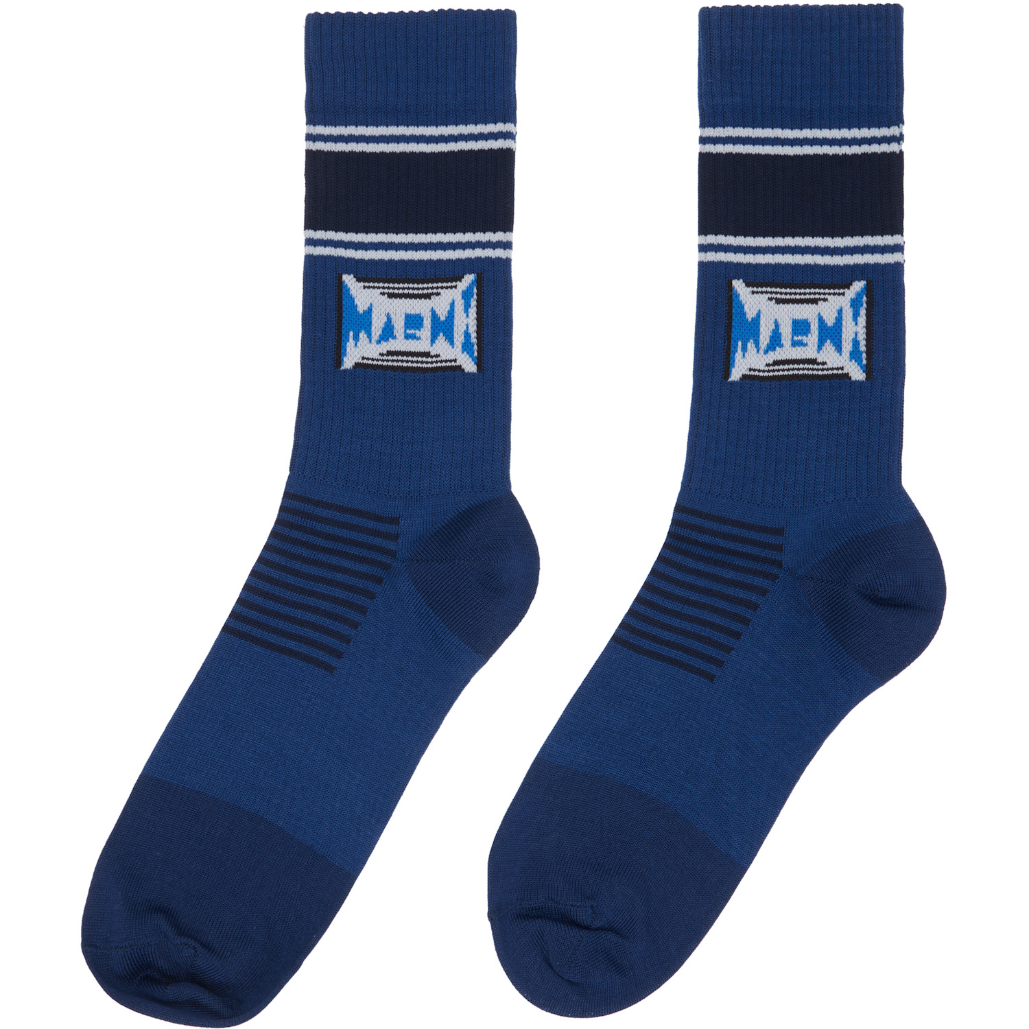  Marni Navy Jacquard Logo Cotton Socks 