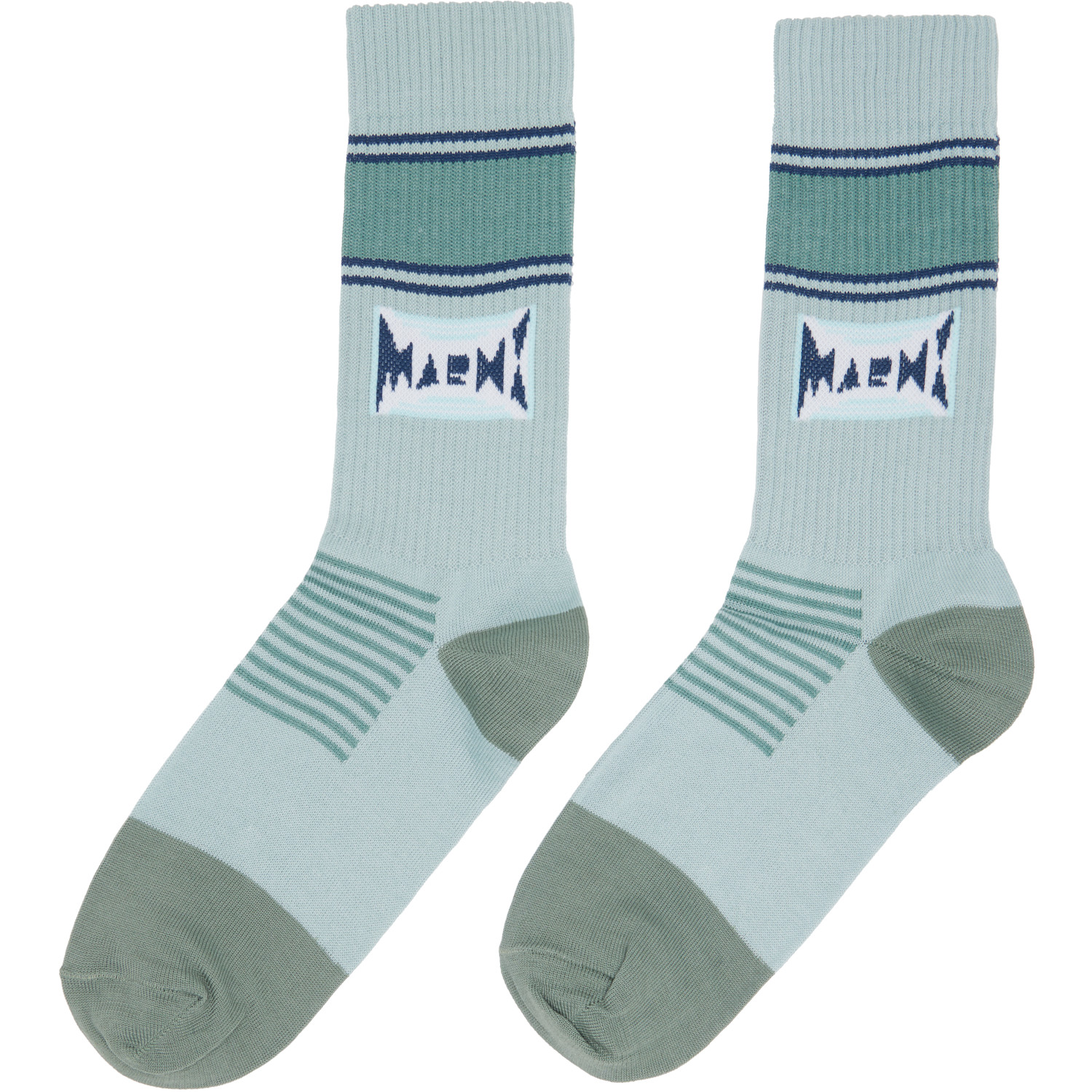  Marni Blue Cotton Jacquard Logo Socks 