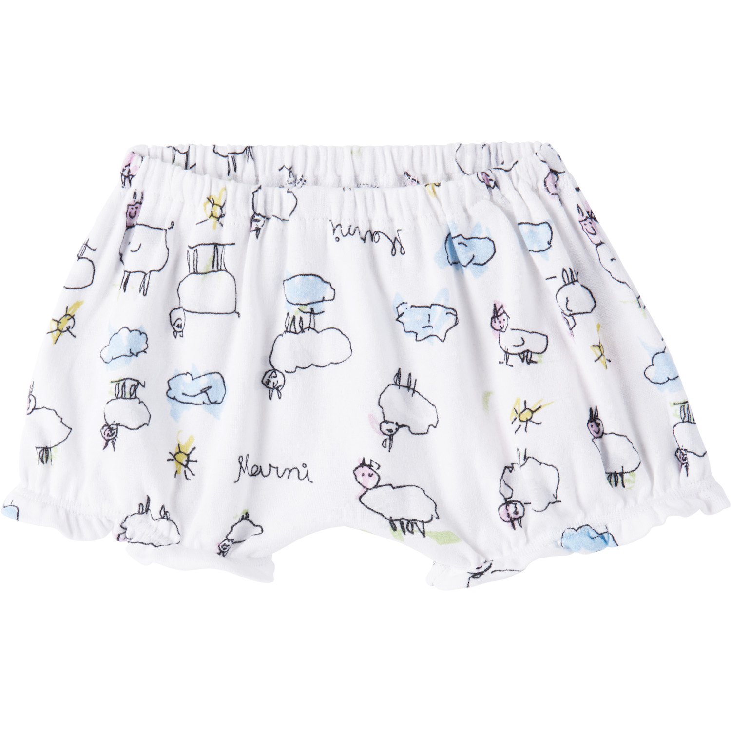  Marni Baby White Graphic T-shirt & Bloomers Set 