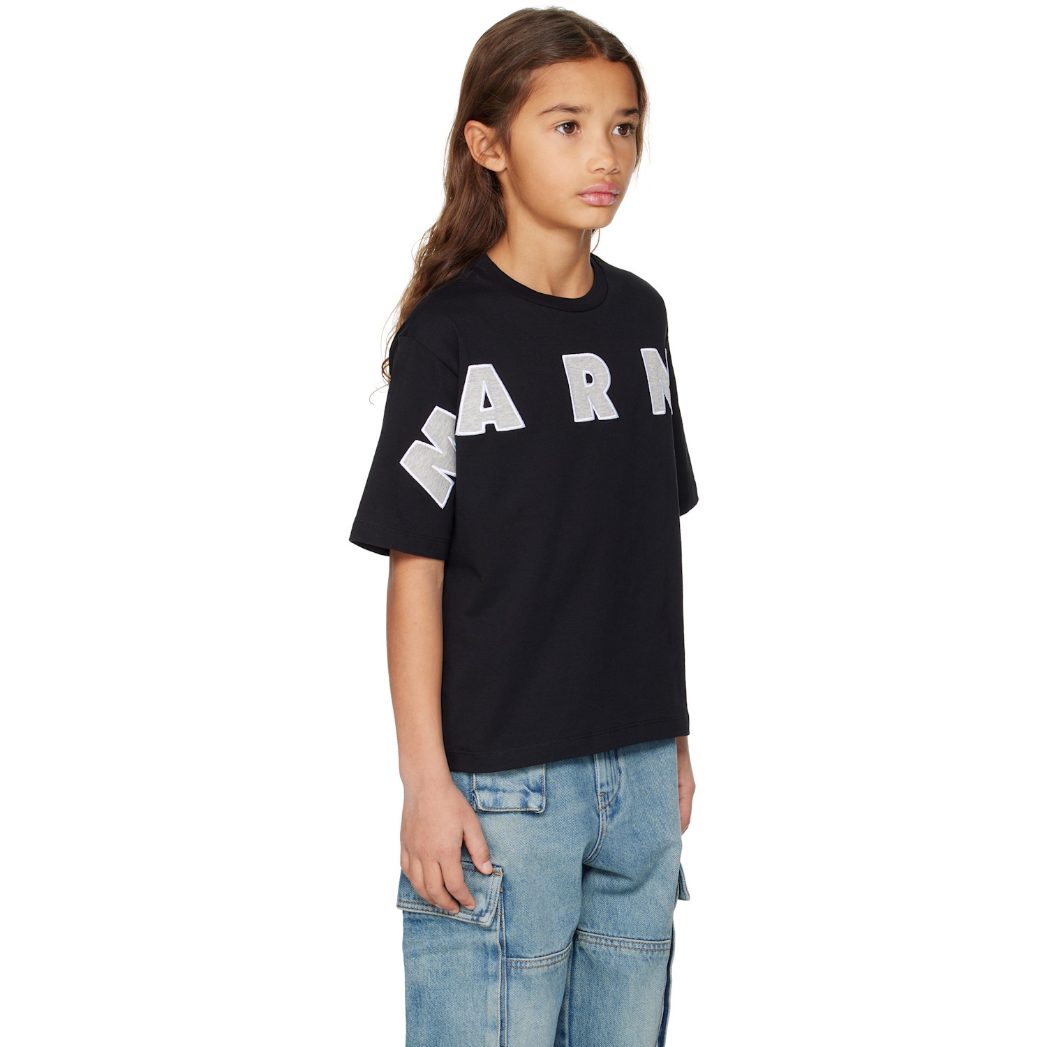  Marni Kids Black Logo Patch T-shirt 
