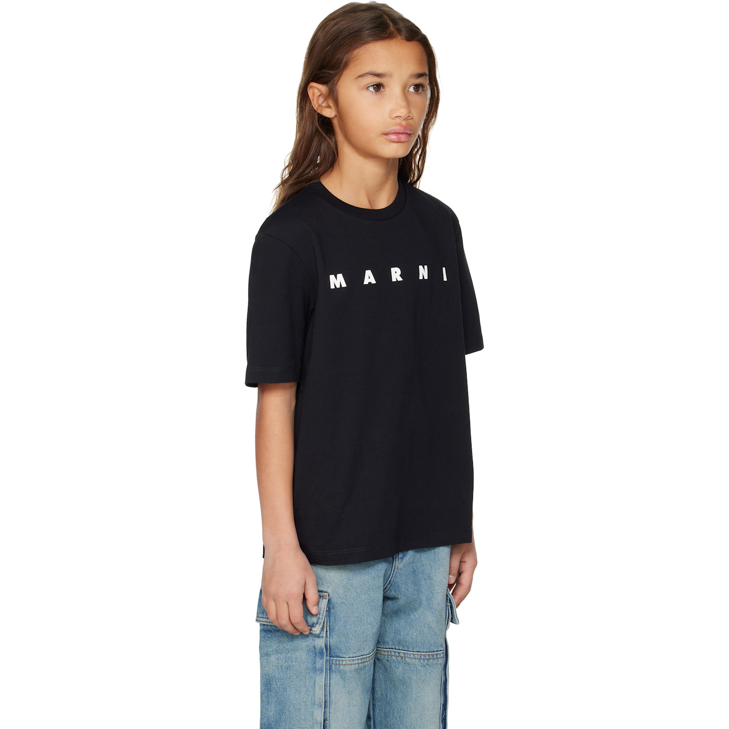  Marni Kids Black Cotton Logo T-shirt 