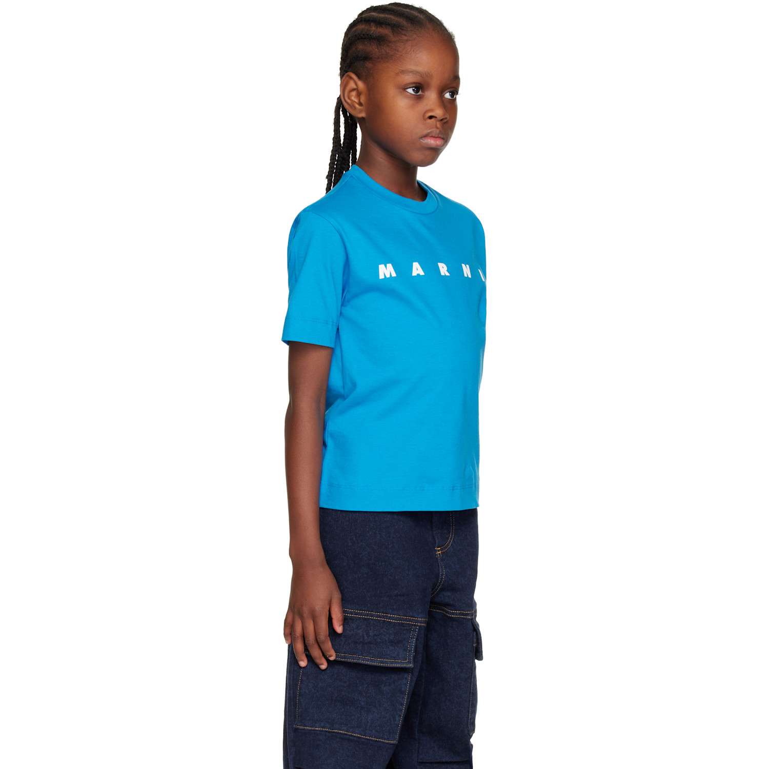  Marni Kids Blue Cotton Logo T-shirt 