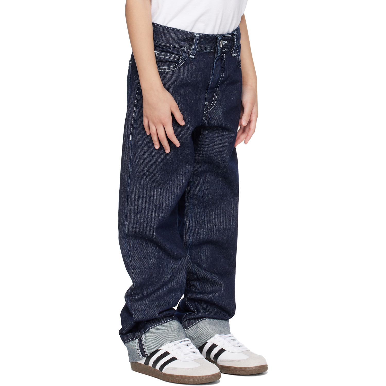  Marni Kids Navy Embroidered-logo Jeans 