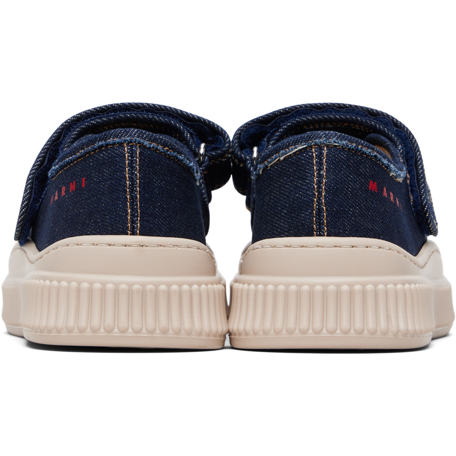  Marni Kids Navy Denim Mary Jane Sneakers 