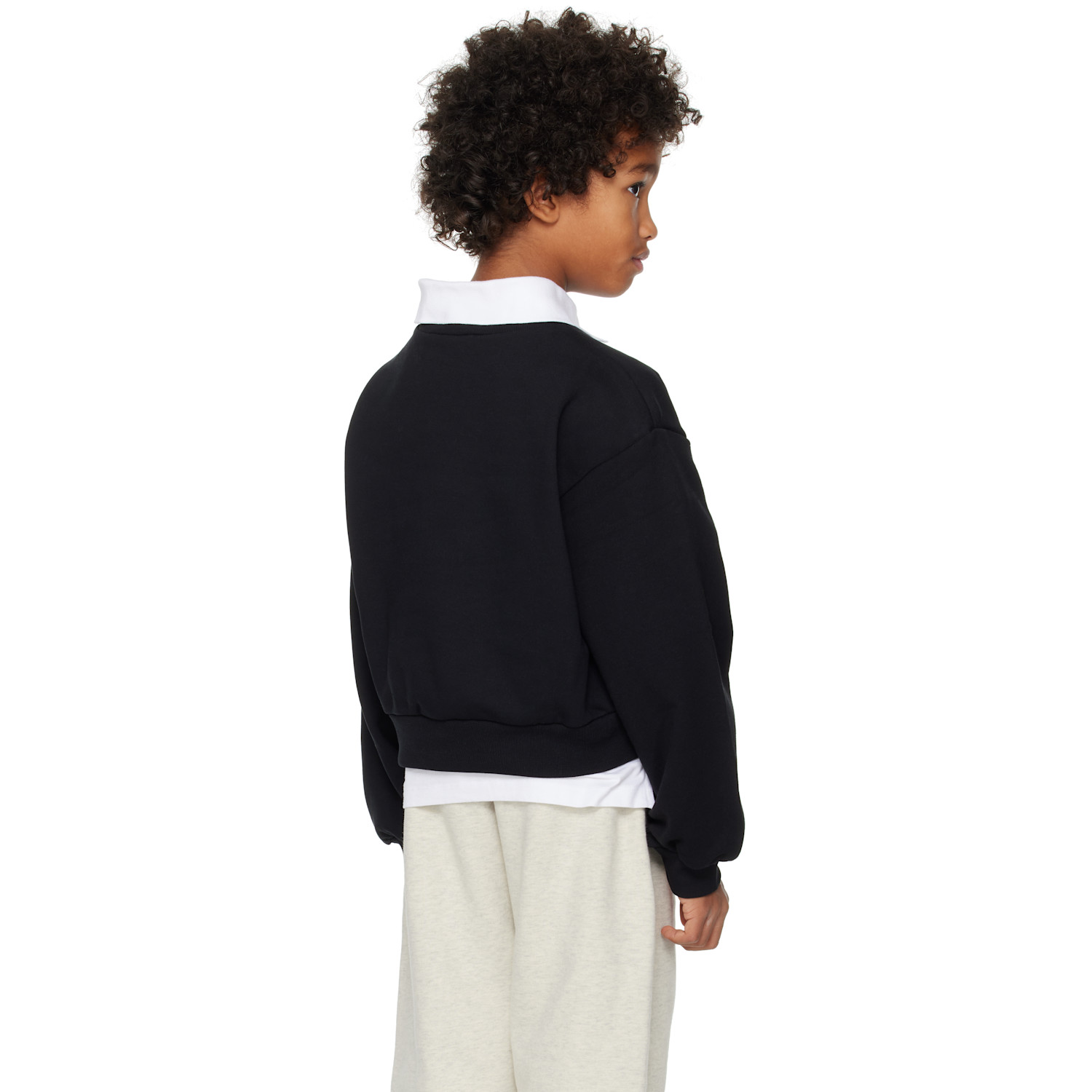  Marni Kids Black Cotton Cropped Embroidered Logo Sweatshirt 