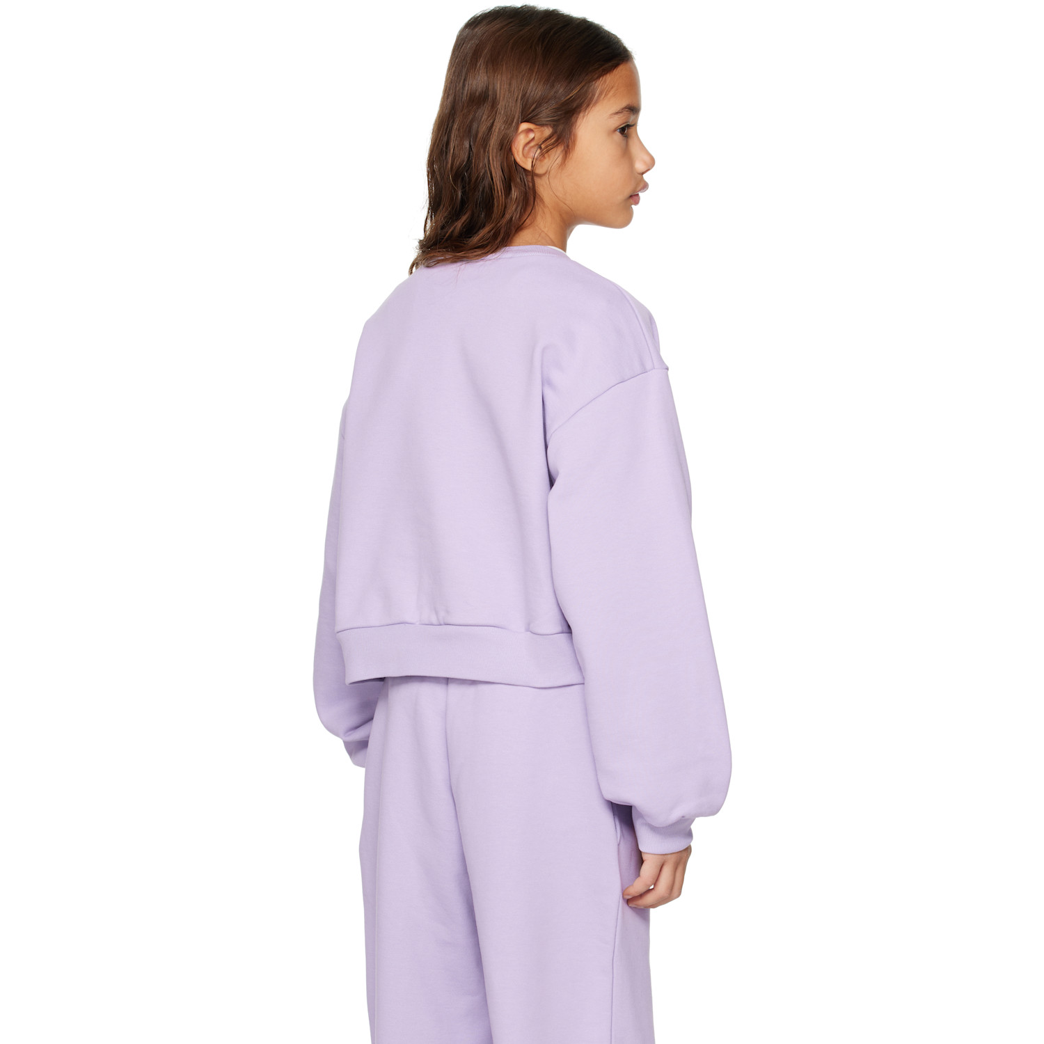  Marni Kids Purple Cotton Cropped Embroidered Logo Sweatshirt 