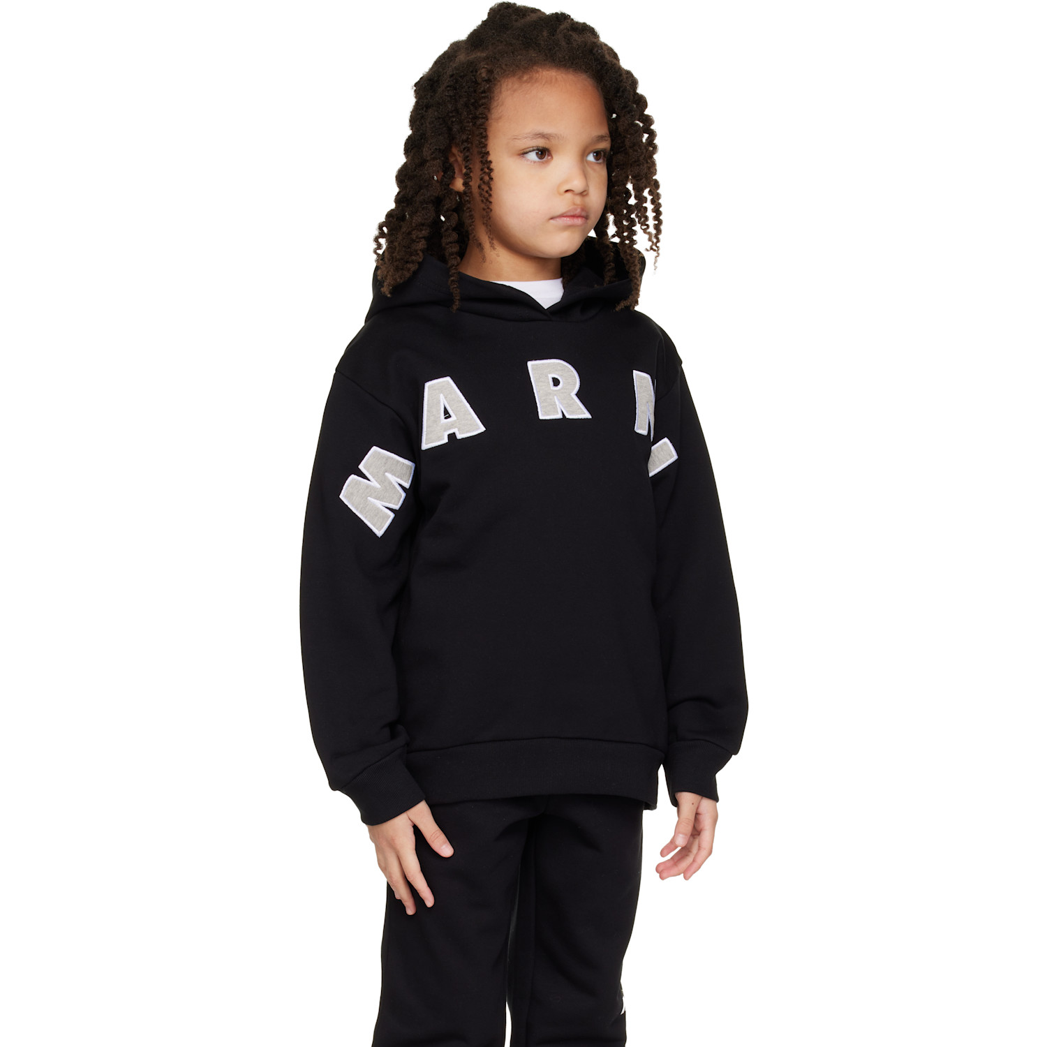 Marni Kids Black Logo Appliqué Hoodie 