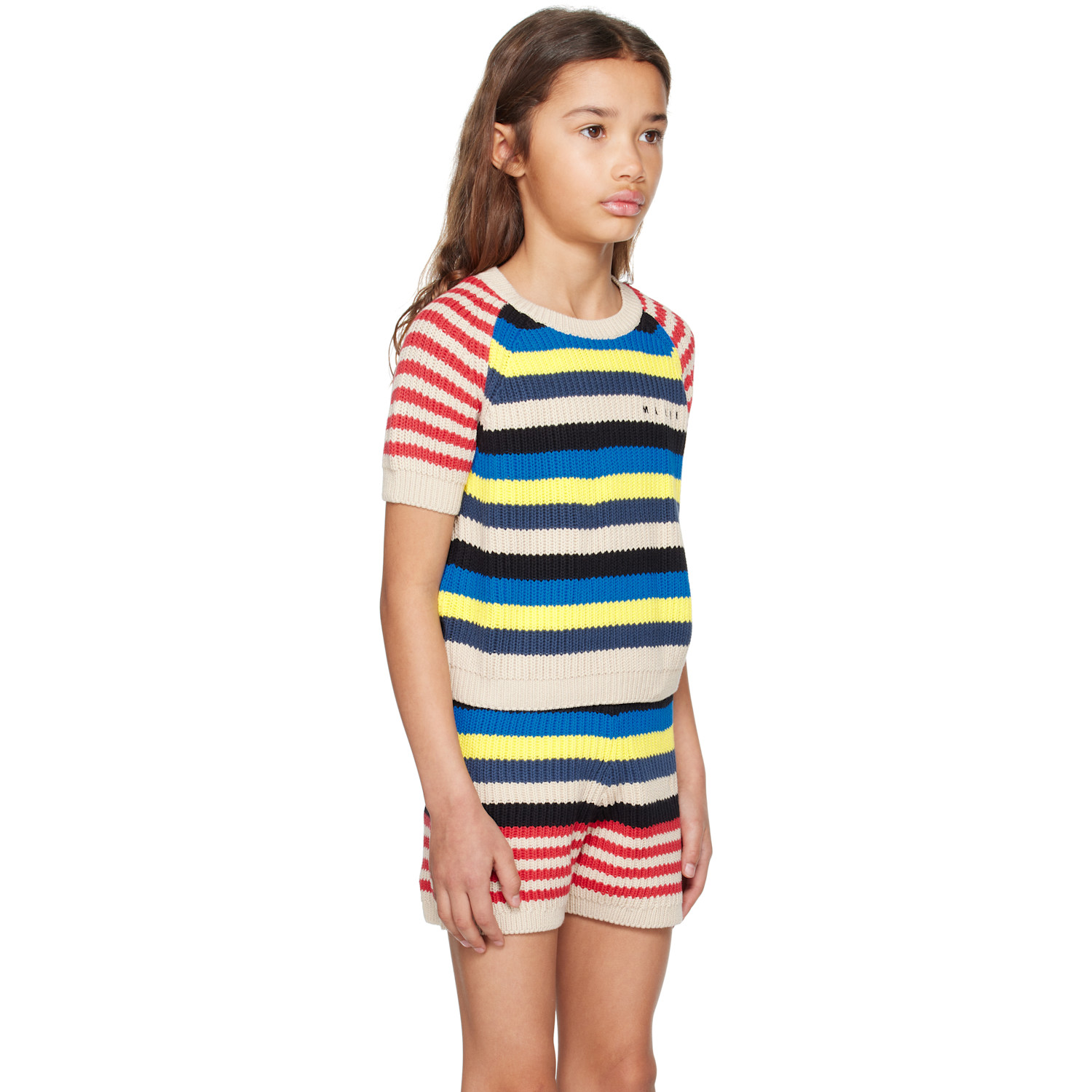  Marni Kids Multicolor Short-sleeved Mixed Stripes Sweater 