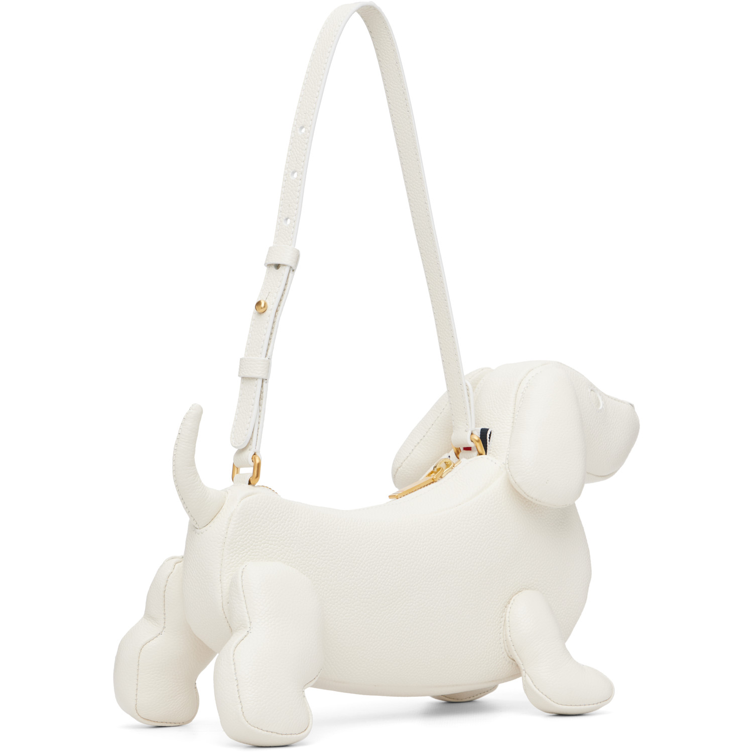  Thom Browne White Pebble Grain Baby Hector Shoulder Bag 