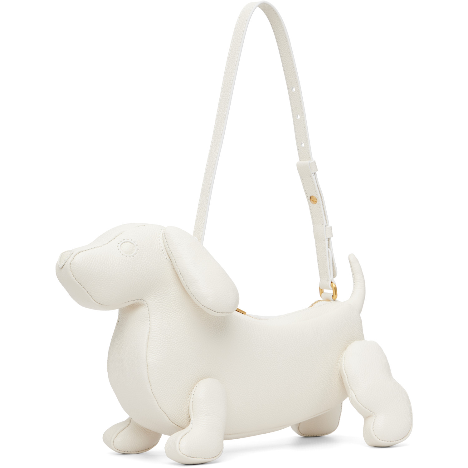  Thom Browne White Pebble Grain Baby Hector Shoulder Bag 