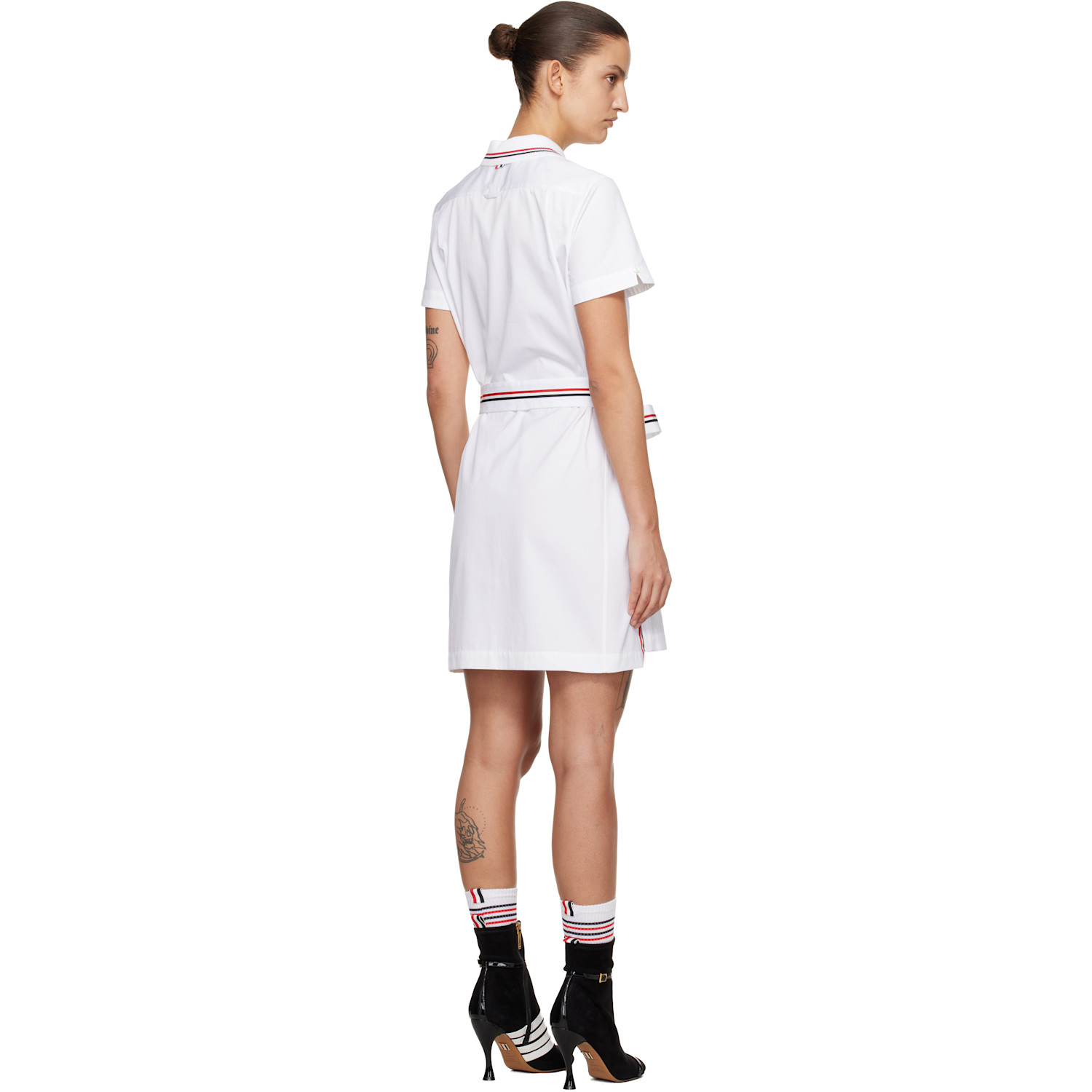  Thom Browne White Solid Poplin Bow Minidress 