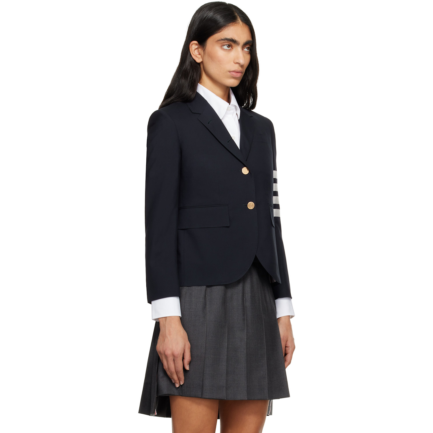  Thom Browne Navy Plain Weave 4-bar High Armhole Sport Coat 