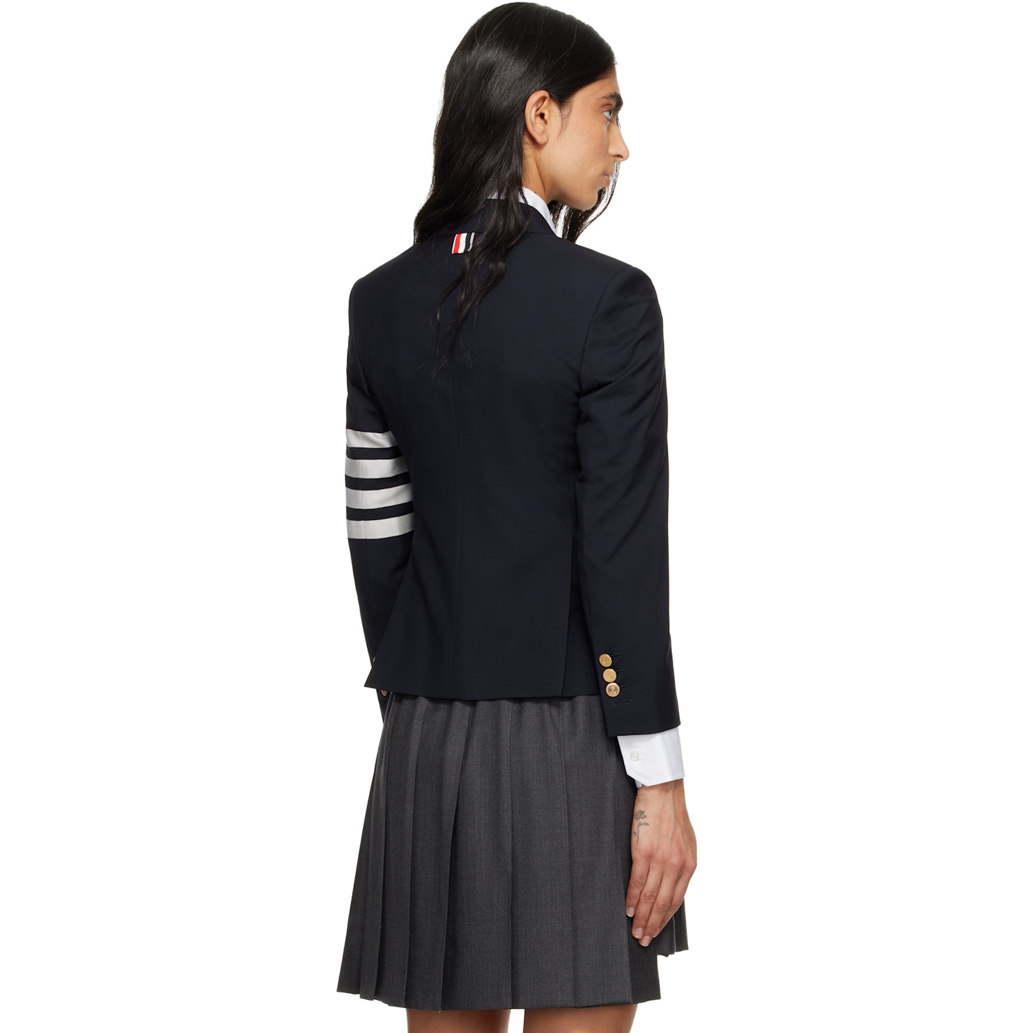  Thom Browne Navy Plain Weave 4-bar High Armhole Sport Coat 