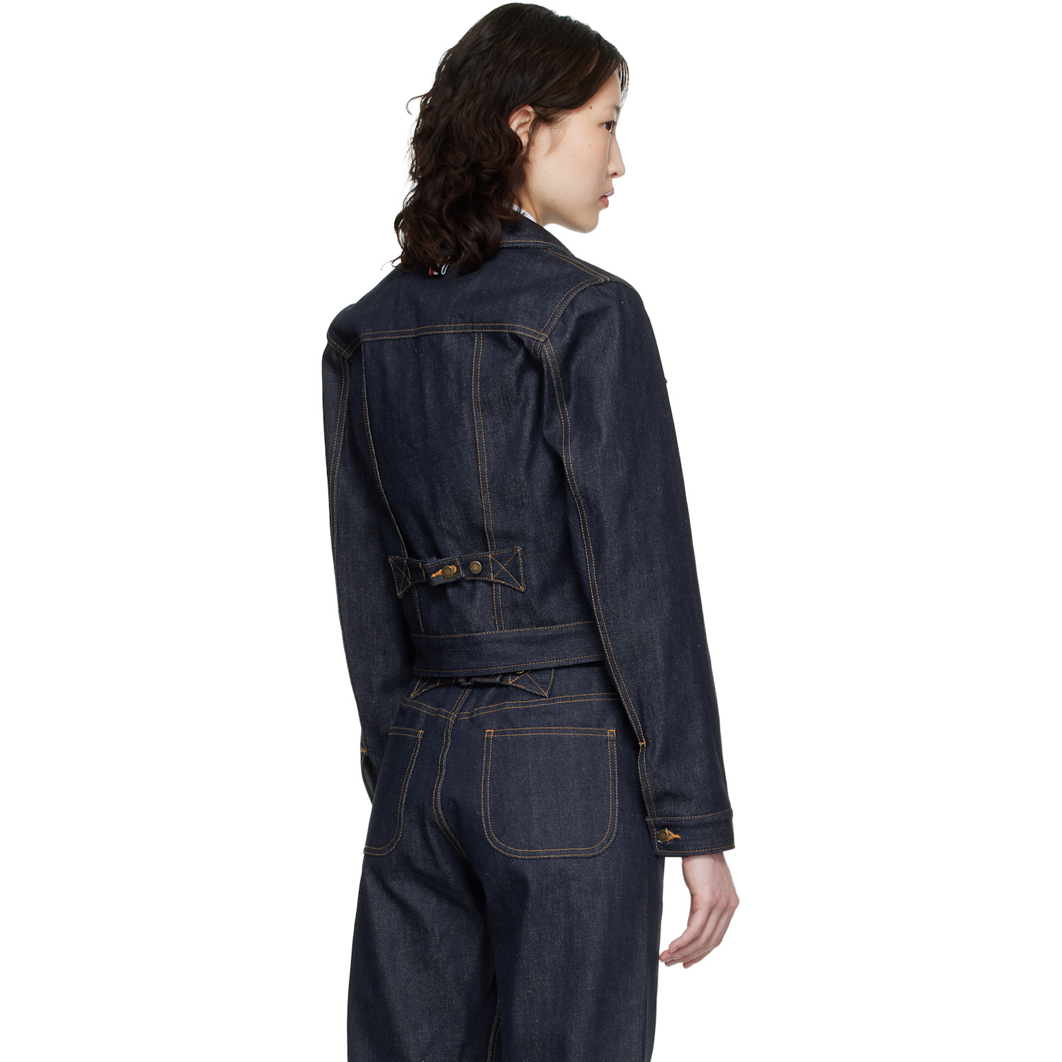 Thom Browne Navy Shrunken Selvedge Denim Jacket 