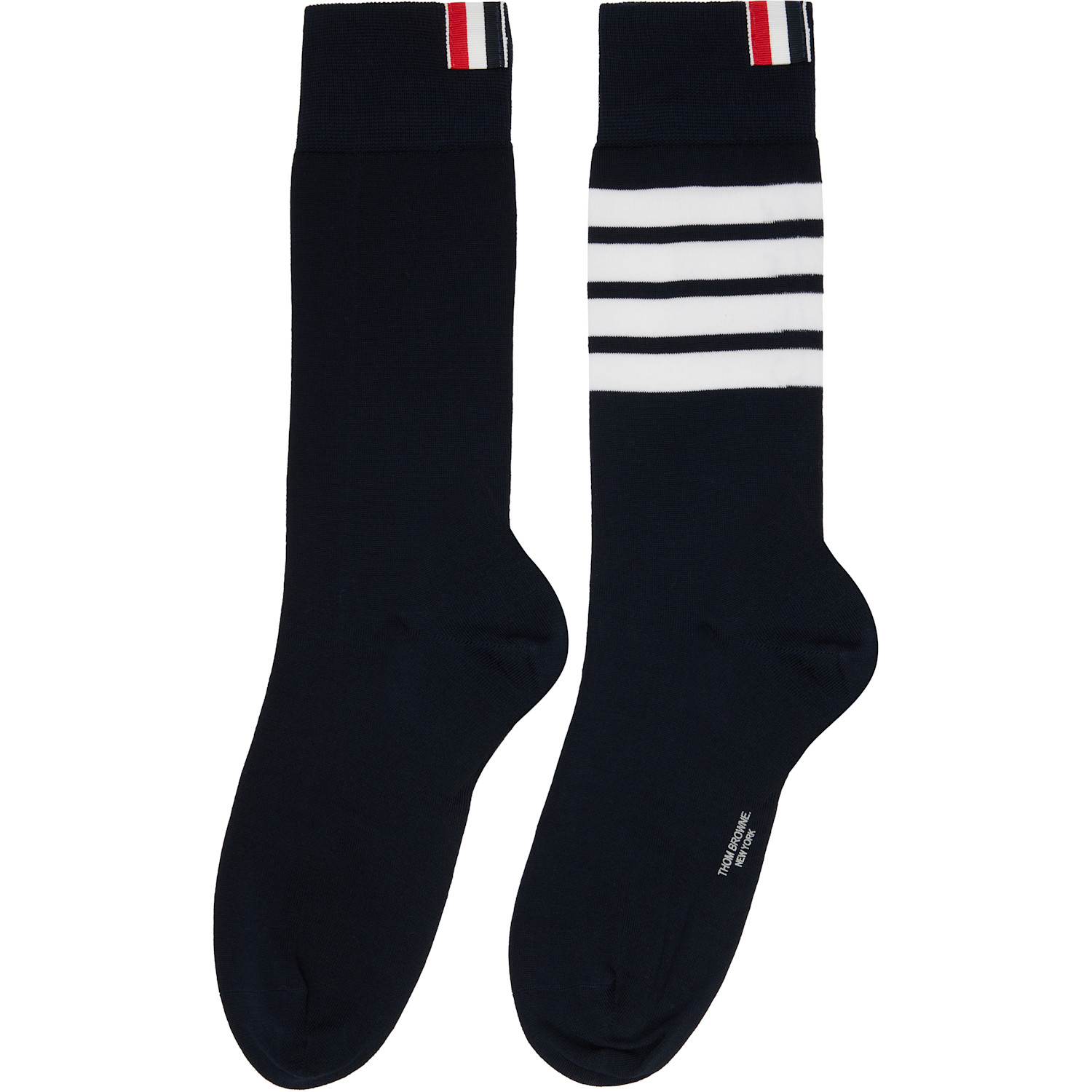  Thom Browne Navy Cotton 4-bar Mid Calf Socks 