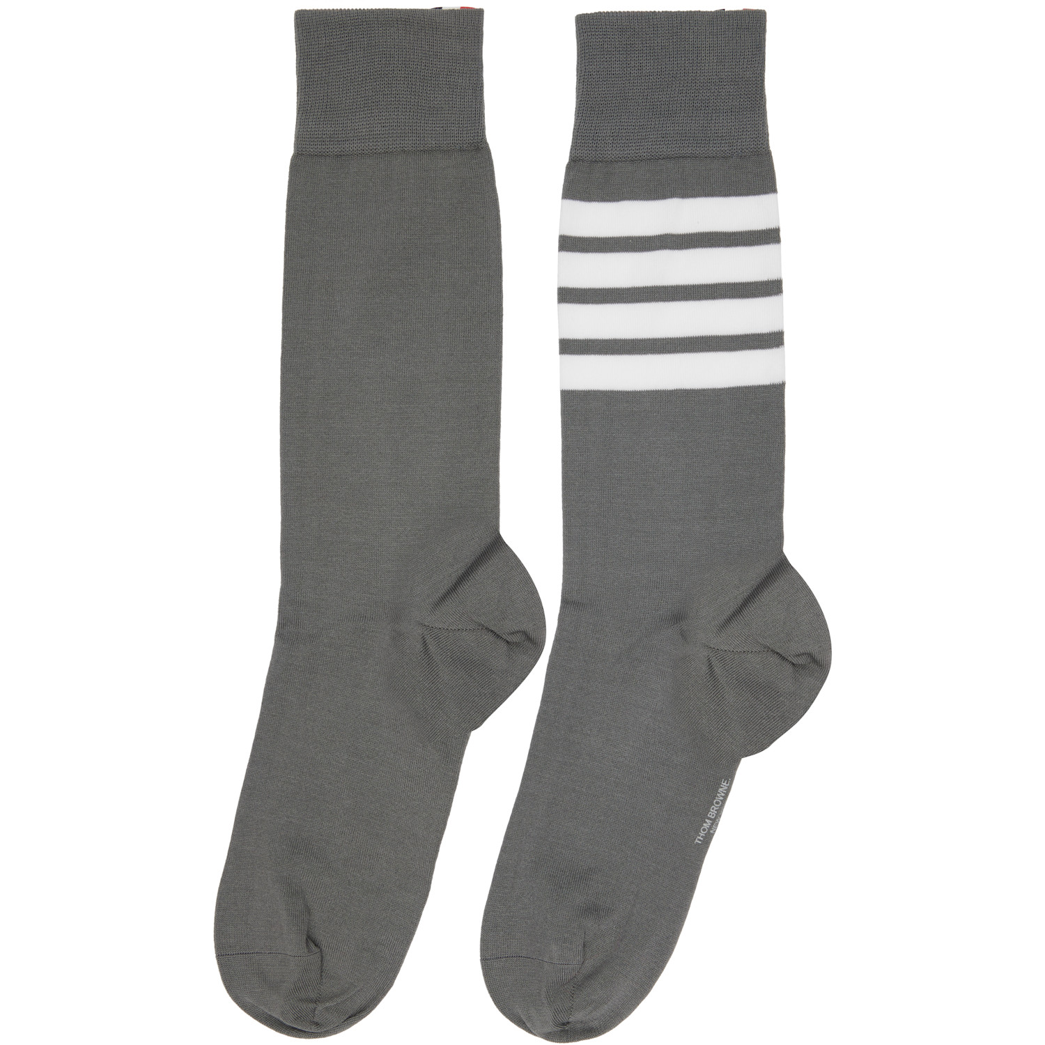  Thom Browne Gray Cotton 4-bar Mid Calf Socks 