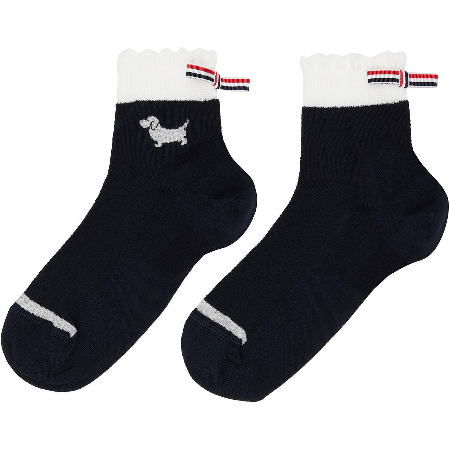  Thom Browne Black Pointelle Stitch Hector Crew Socks 