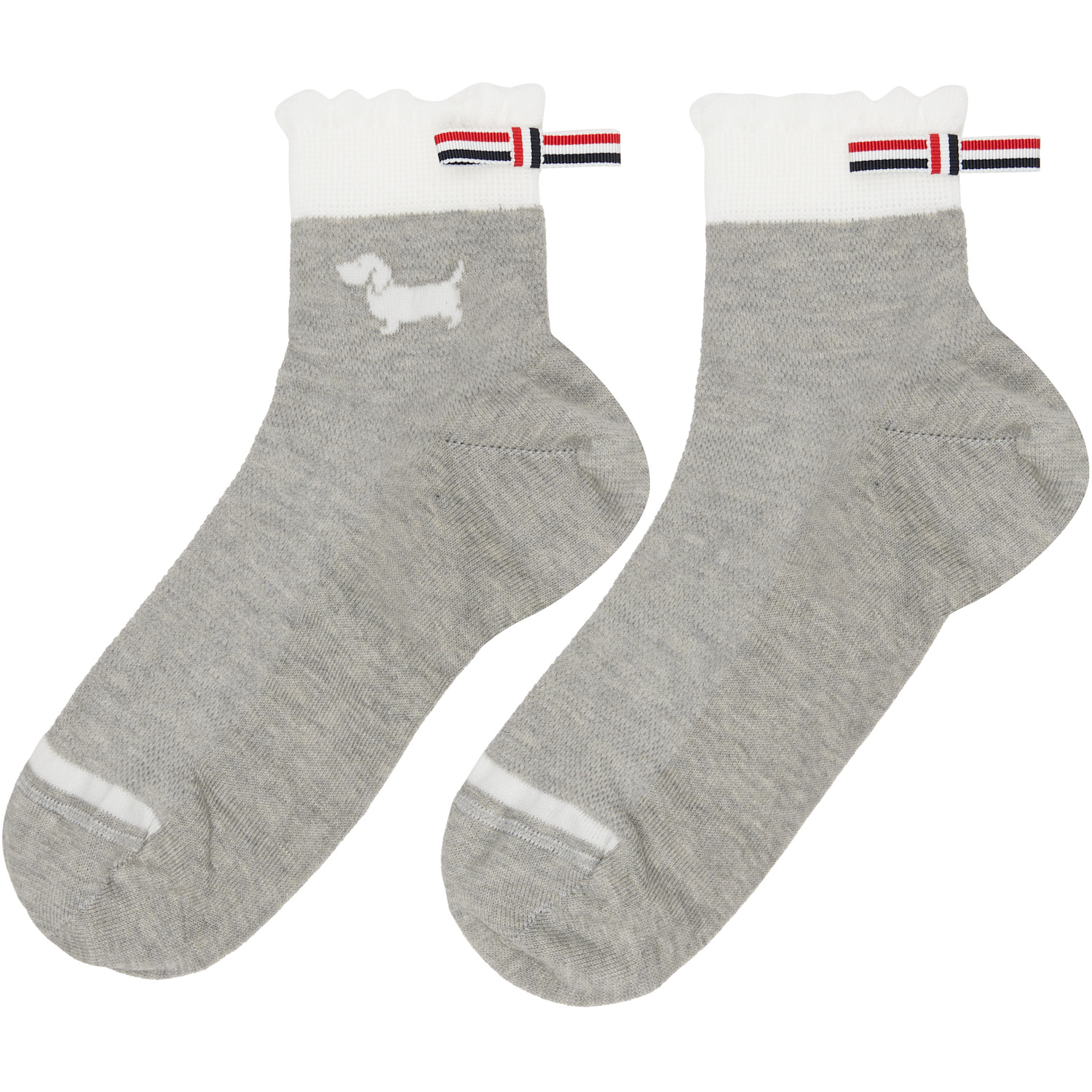  Thom Browne Gray Pointelle Stitch Hector Crew Socks 