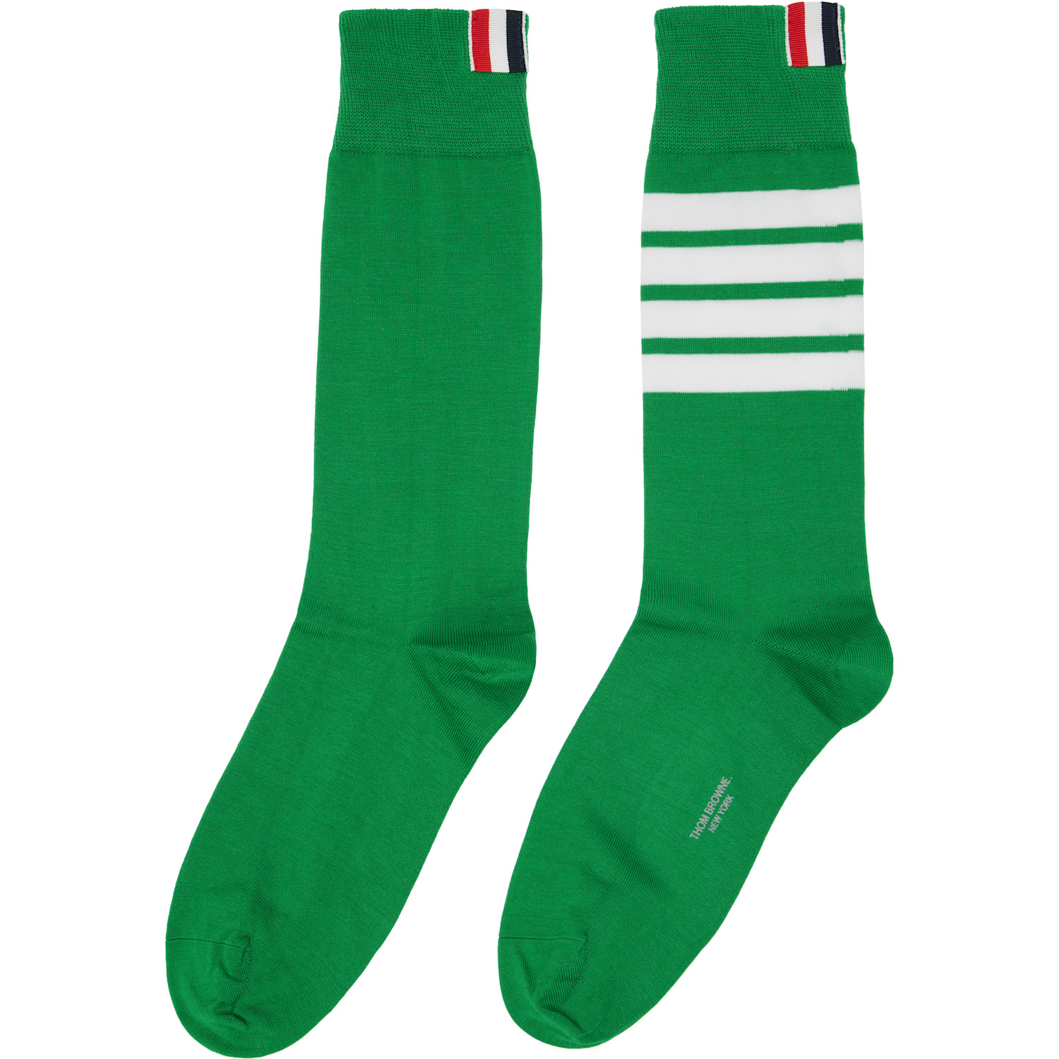  Thom Browne Green Cotton 4-bar Mid Calf Socks 