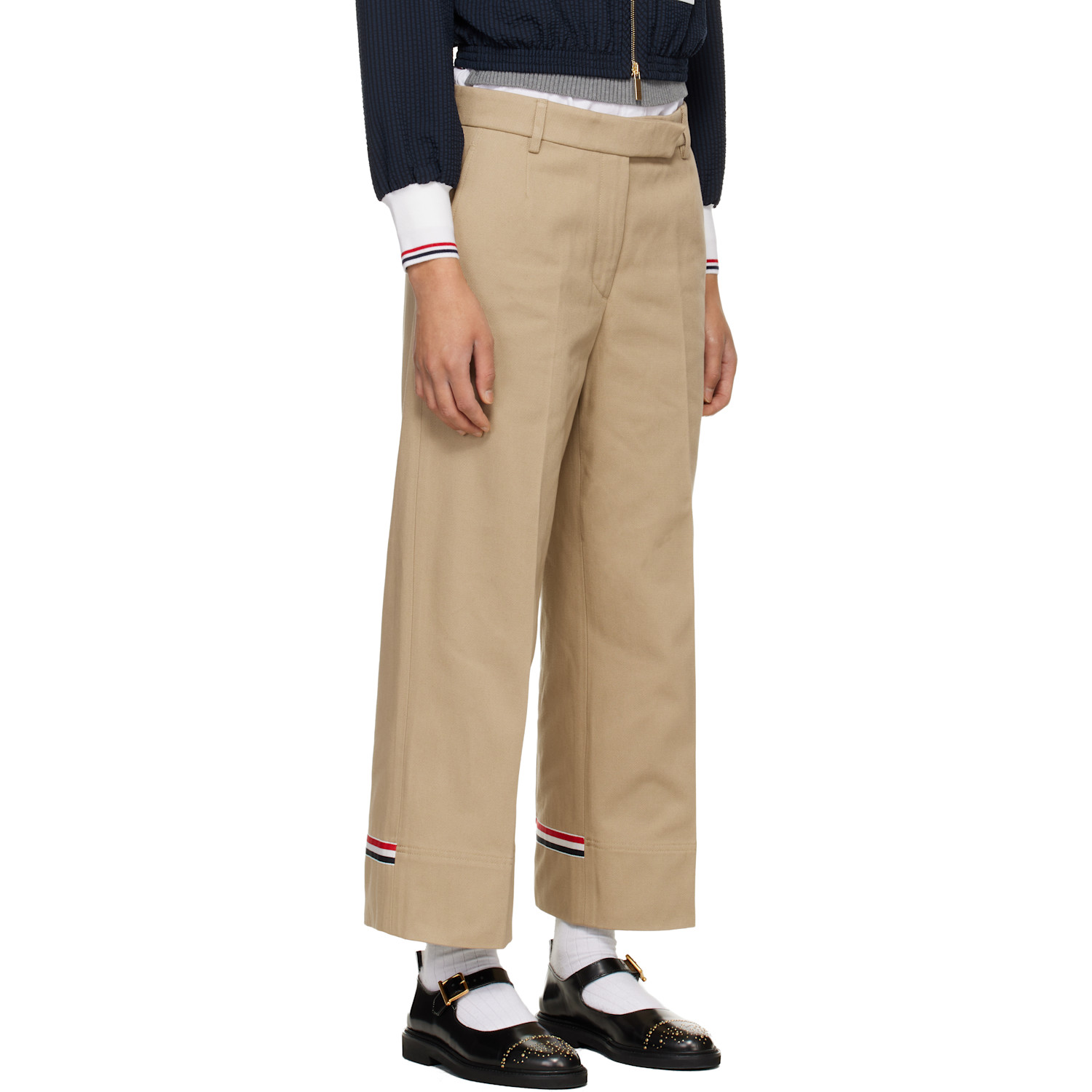  Thom Browne Khaki Cotton Gabardine Chino Trousers 