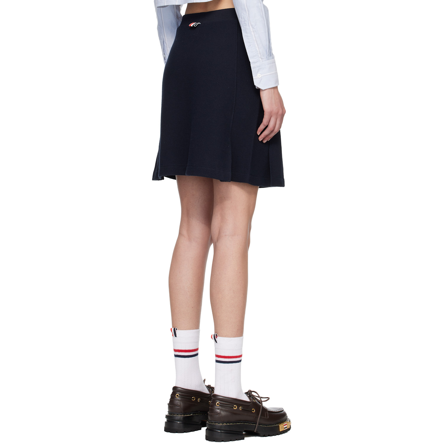  Thom Browne Navy Box Pleat Miniskirt 