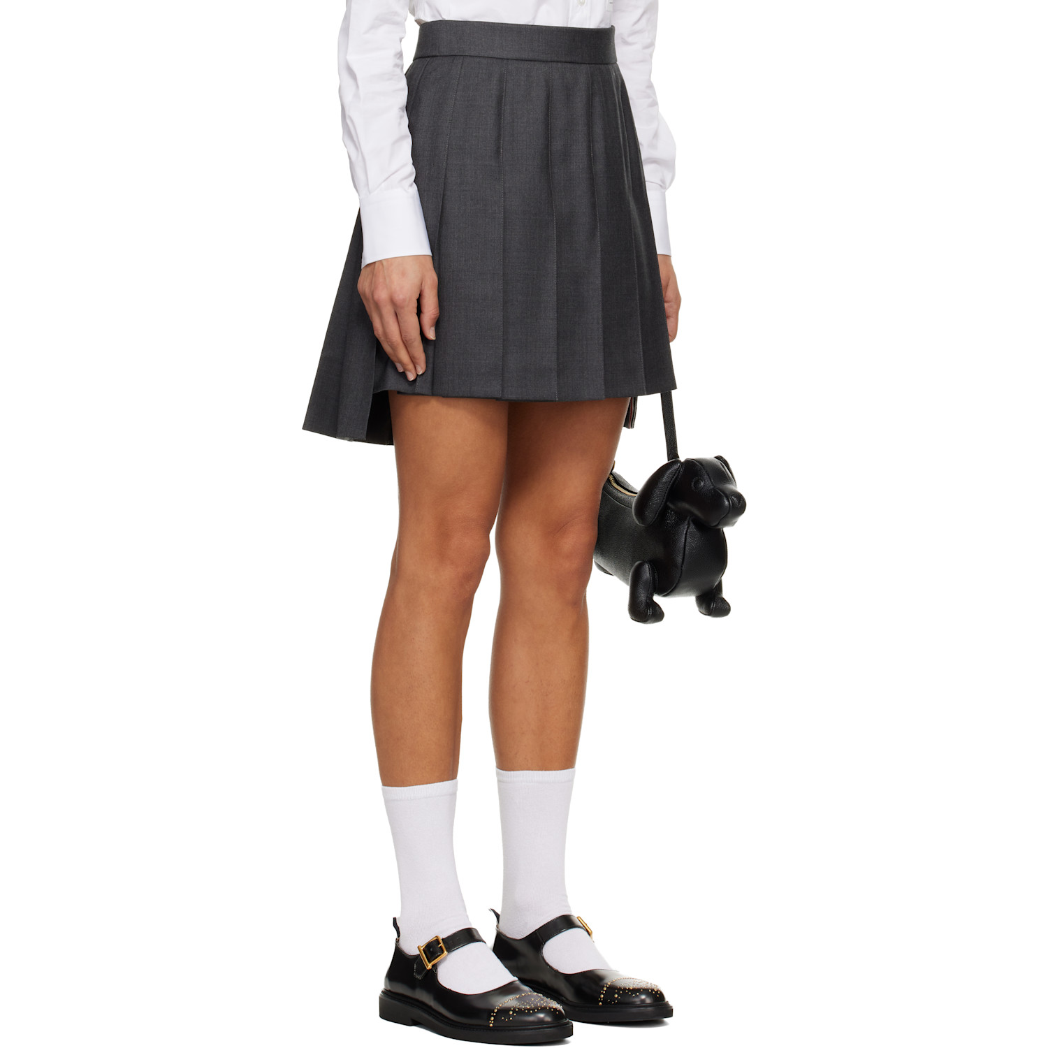  Thom Browne Gray Twill Pleated Miniskirt 