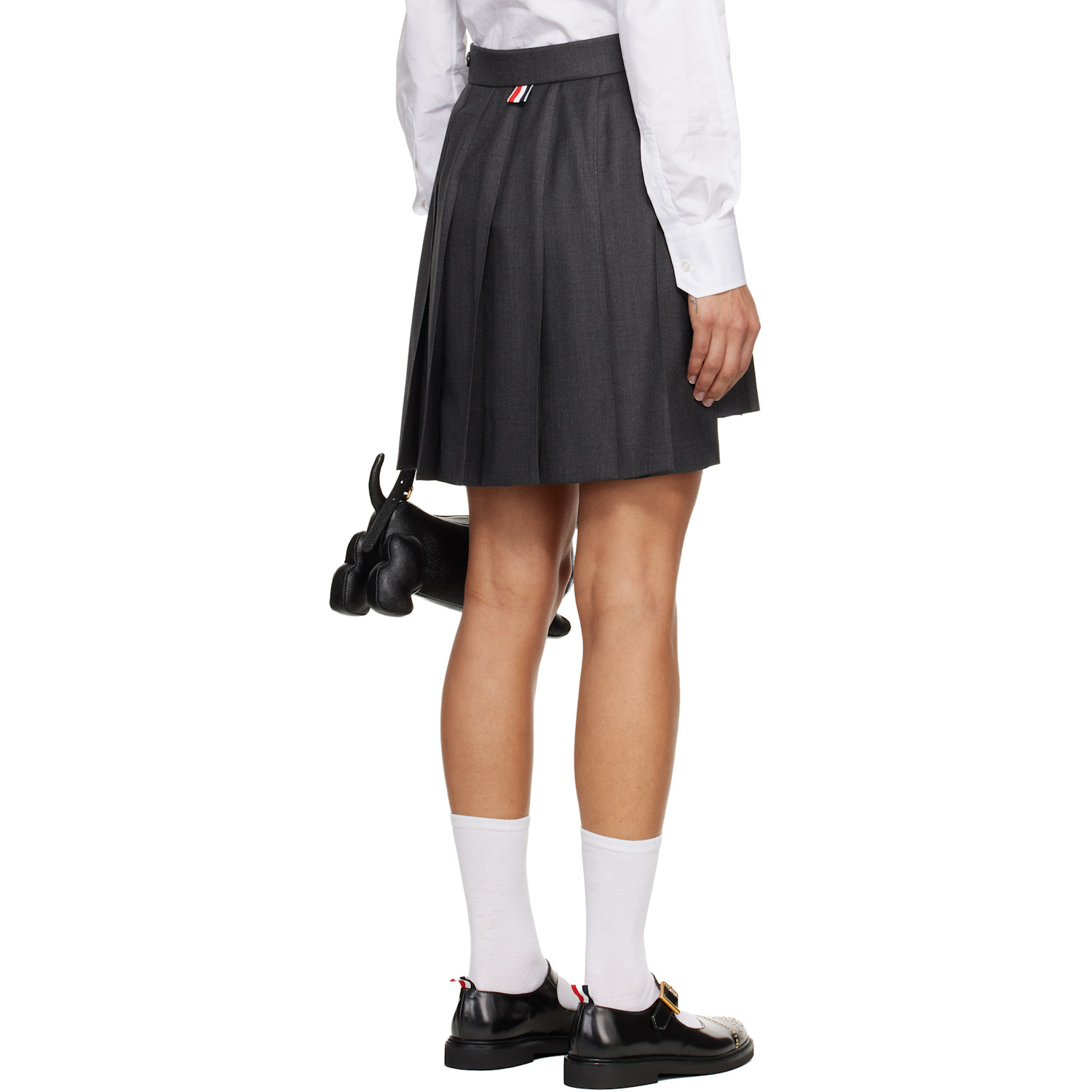  Thom Browne Gray Twill Pleated Miniskirt 
