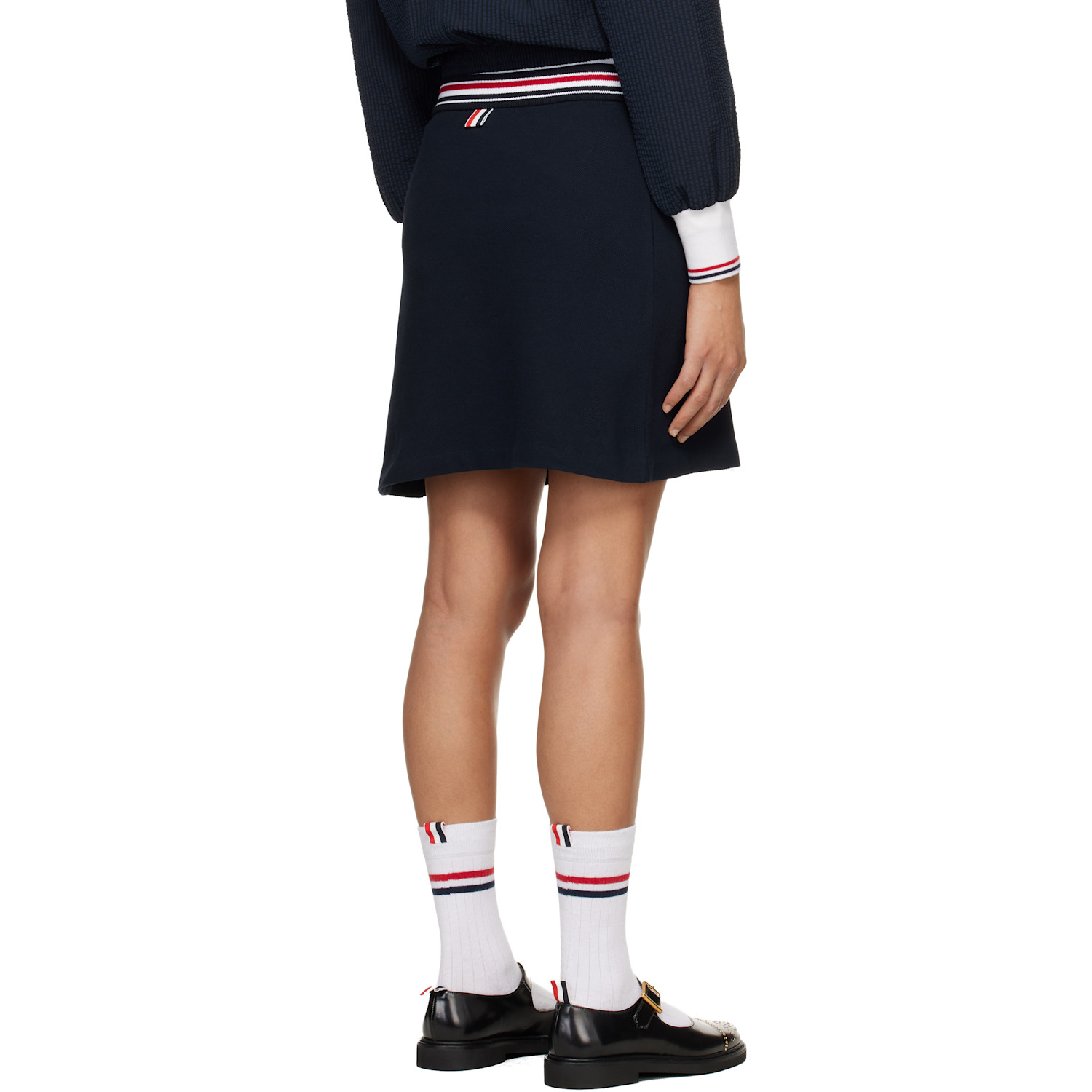  Thom Browne Navy Rwb Trim Wrap Miniskirt 