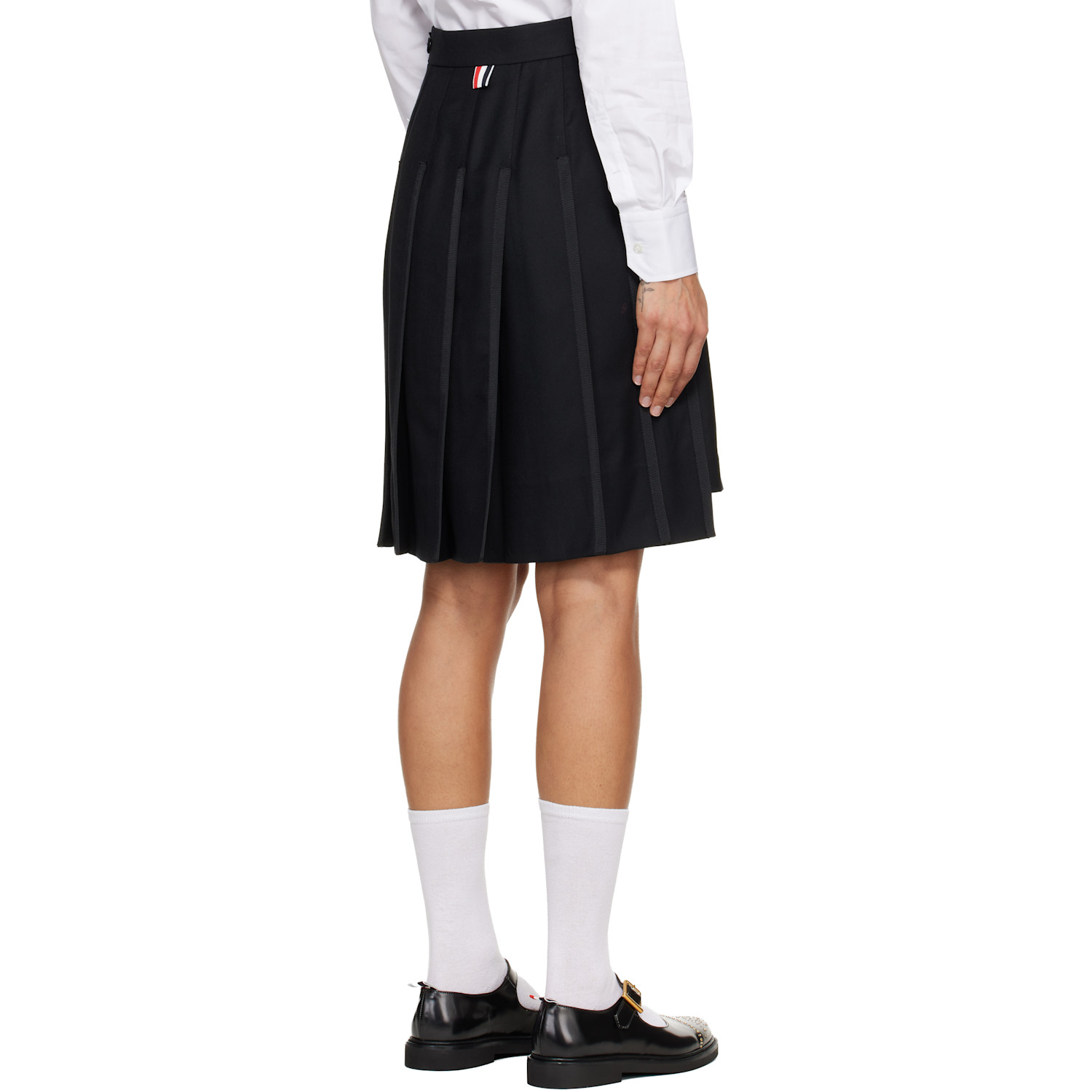  Thom Browne Black Super 120s Twill Pleated Midi Skirt 