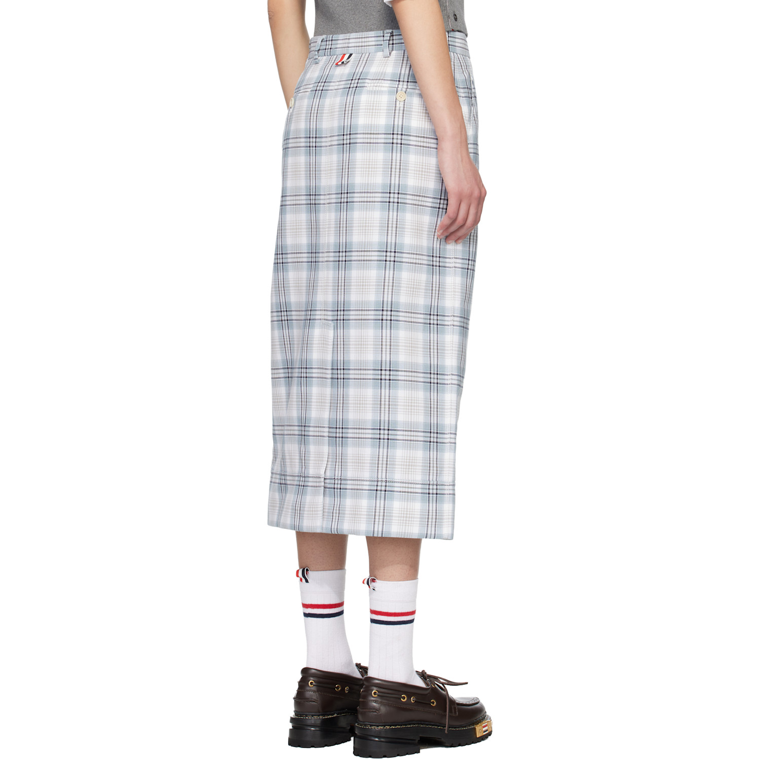  Thom Browne Gray & Off-white Beltloop Sack Midi Skirt 