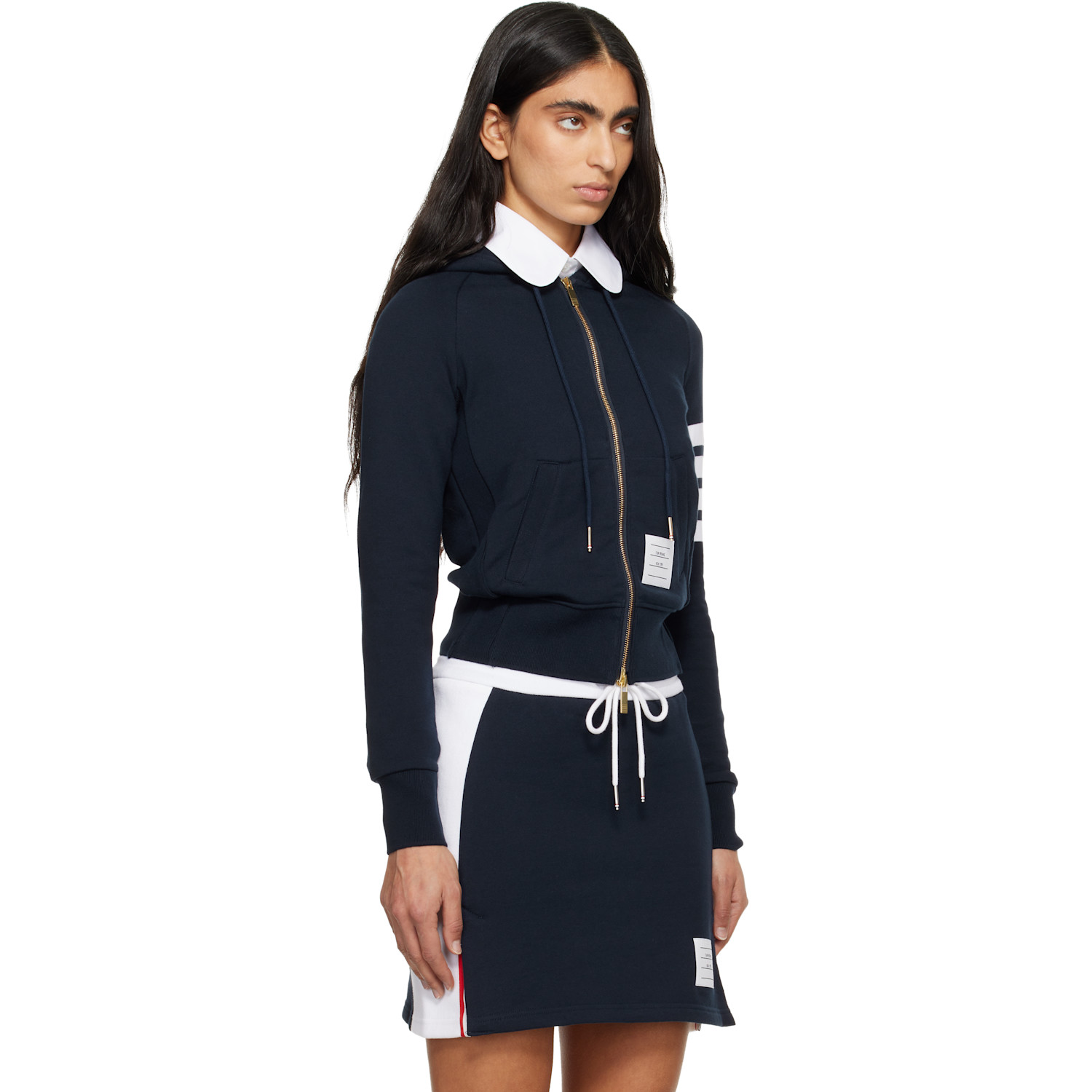  Thom Browne Navy Classic Loopback 4-bar Full Zip Hoodie 